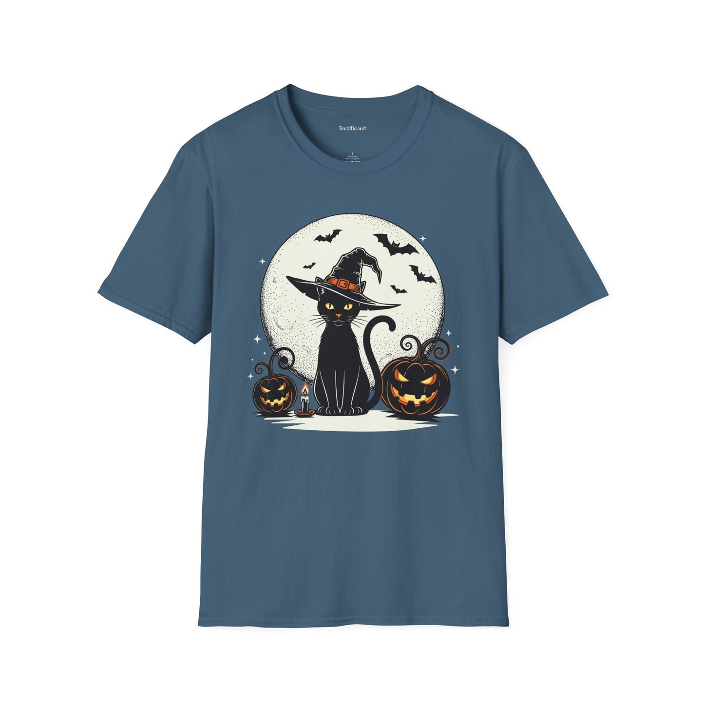 Cat with pumpkin Unisex Softstyle T-Shirt 100% Cotton Graphic