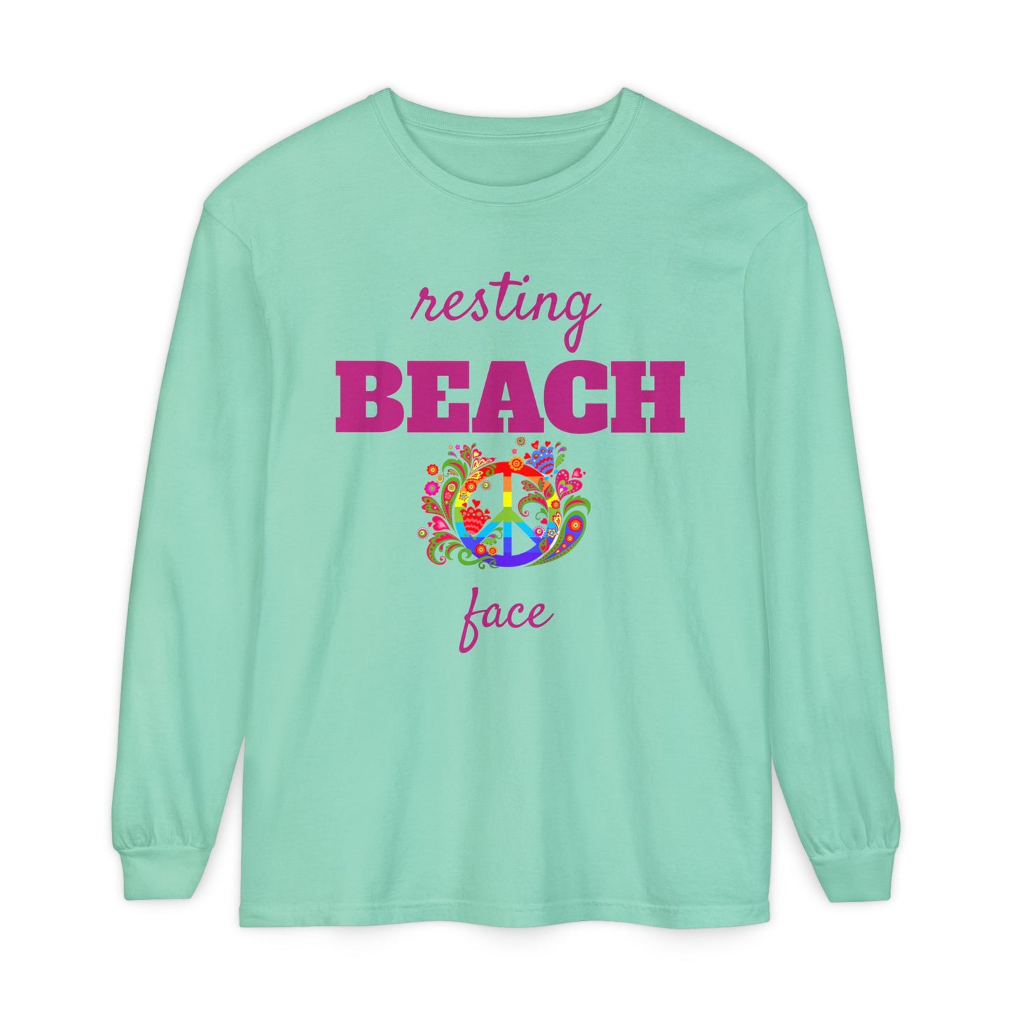 Resting Beach Face - Unisex Garment-dyed Long Sleeve T-Shirt