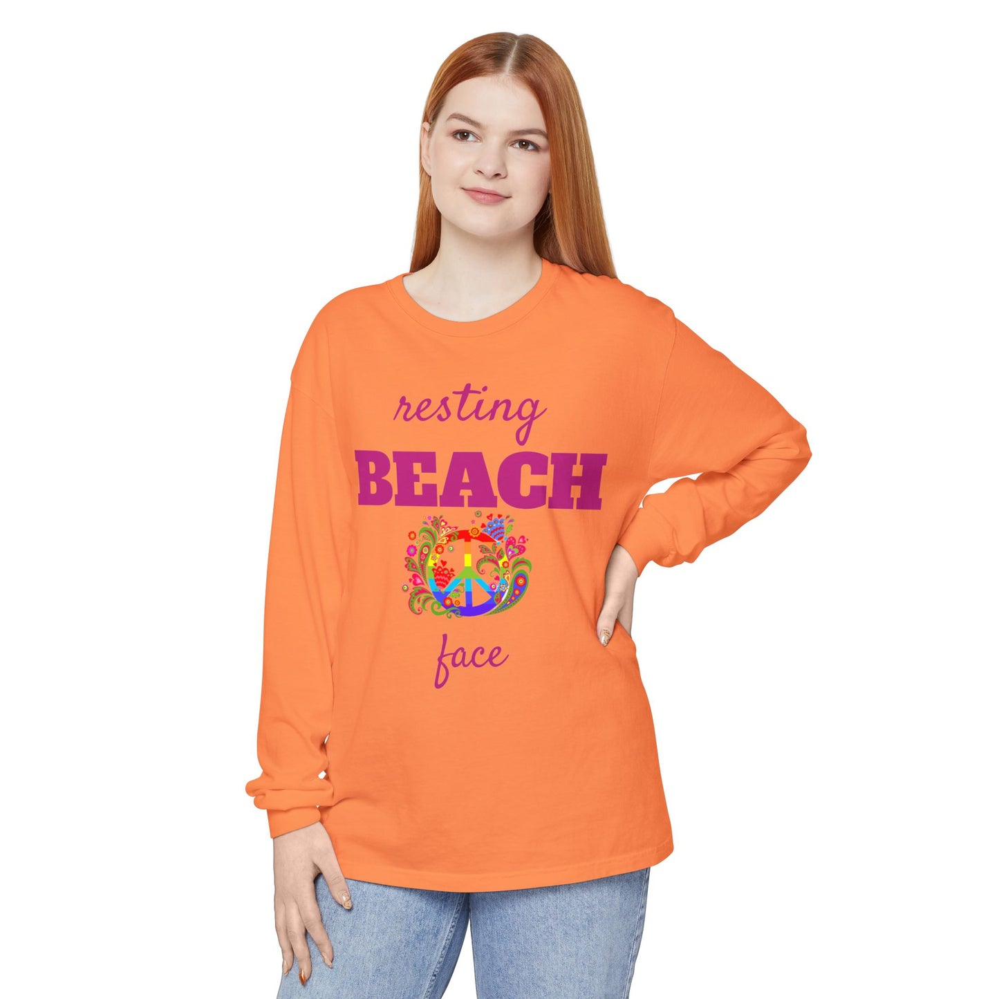 Resting Beach Face - Unisex Garment-dyed Long Sleeve T-Shirt