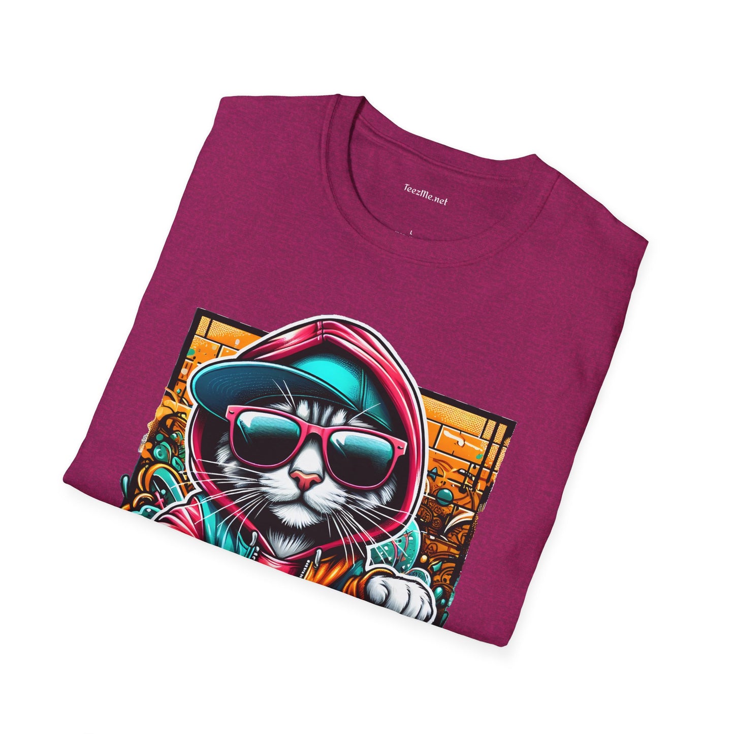 Skating Cool Cat (2) Unisex Softstyle T-Shirt 100% Cotton Graphic