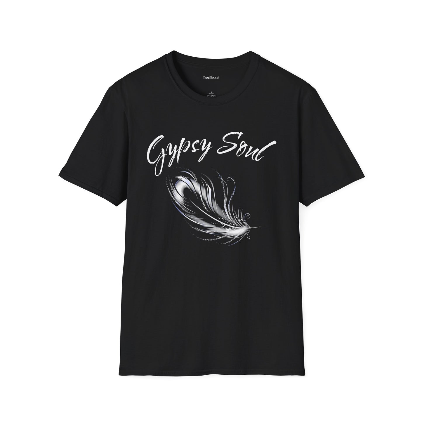 Gypsy Soul with Feather Unisex Softstyle T-Shirt 100% Cotton