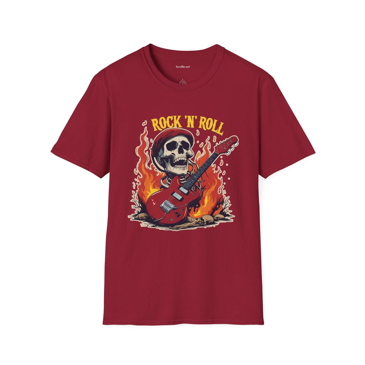 Rock N Roll Skeleton - Unisex Softstyle T-Shirt 100% Cotton Graphic