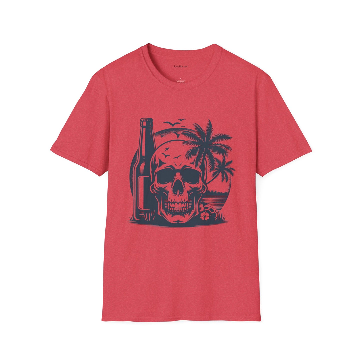 Skull with Beer 02 Unisex Softstyle T-Shirt 100% Cotton