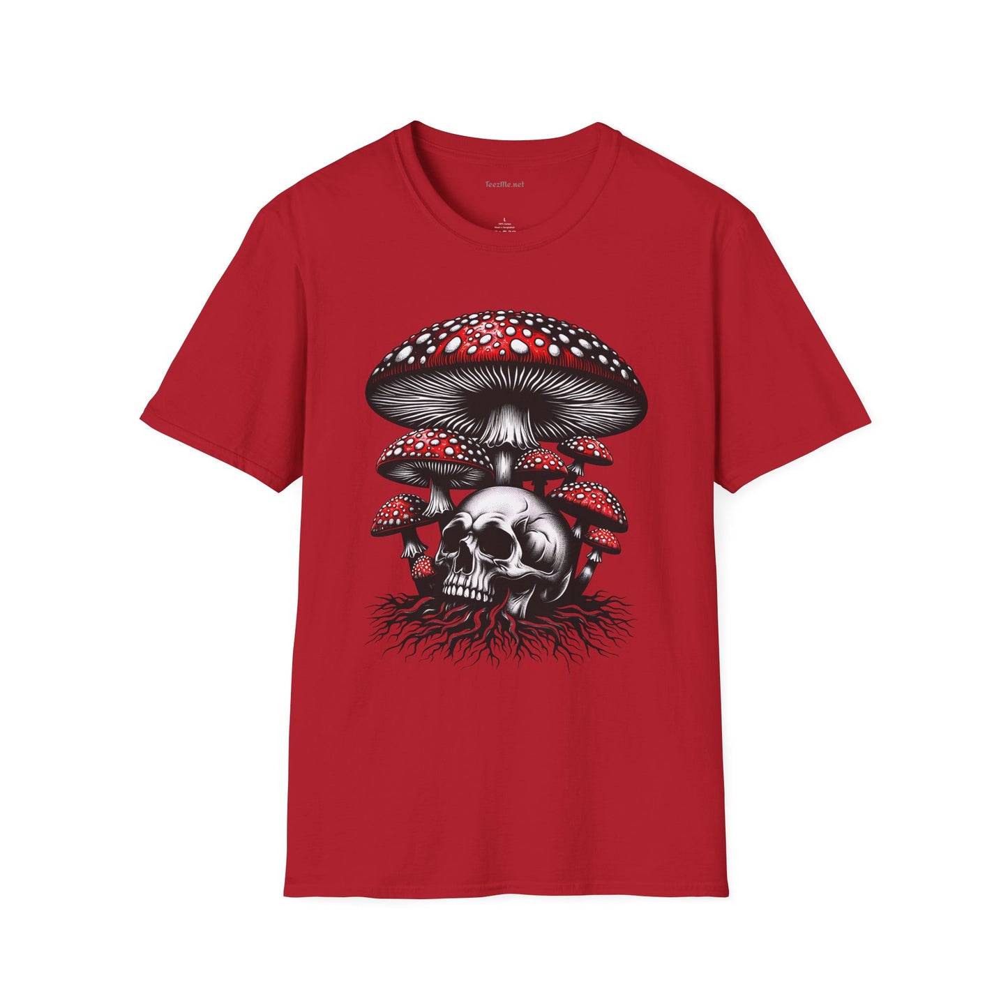 Skull with Mushroom Unisex Softstyle T-Shirt 100% Cotton Graphic