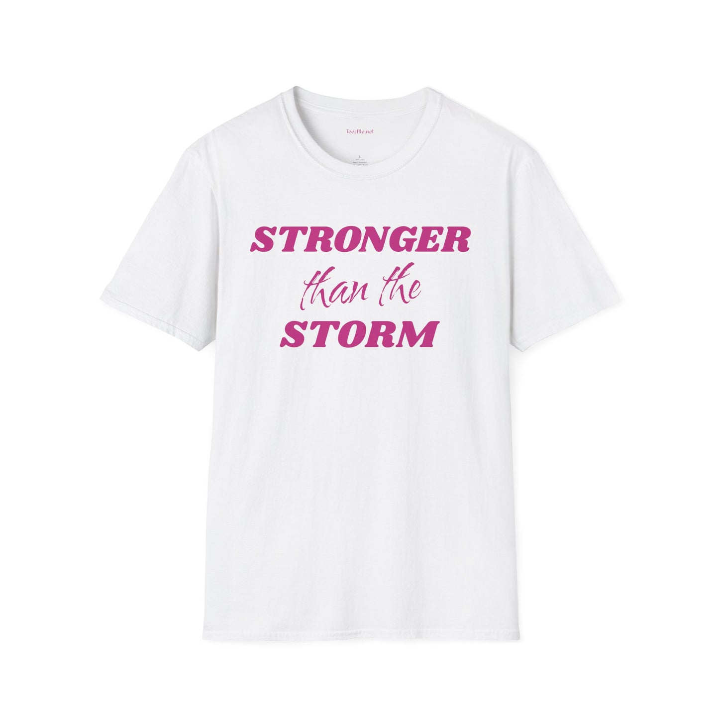 Stronger than the Storm Breast Cancer Unisex Softstyle T-Shirt 100% Cotton Graphic