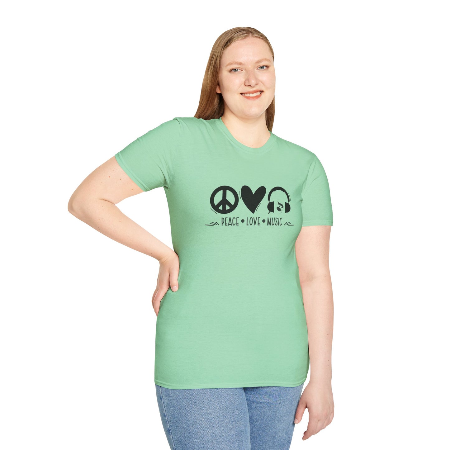 Peace Love Music - Unisex Softstyle T-Shirt 100% Cotton Graphic