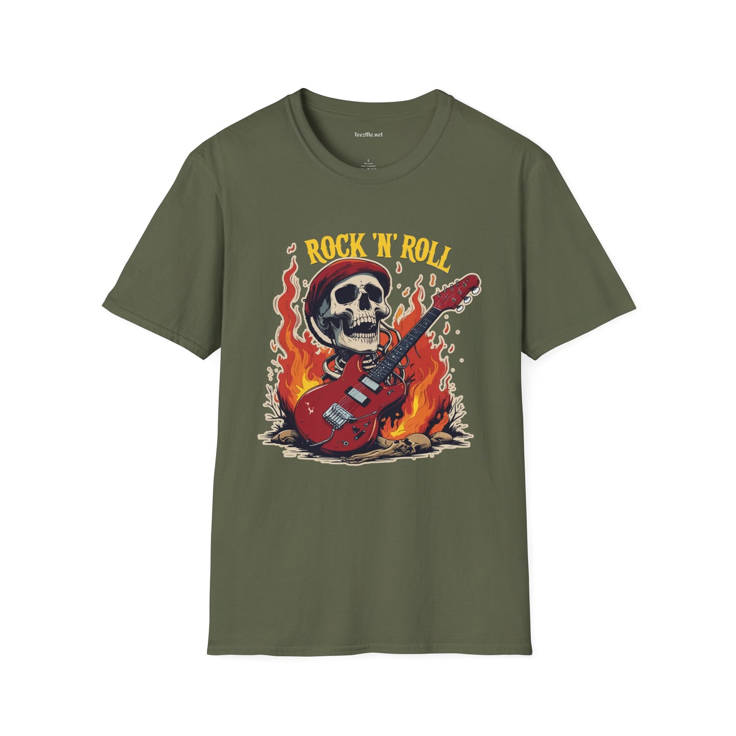 Rock N Roll Skeleton - Unisex Softstyle T-Shirt 100% Cotton Graphic
