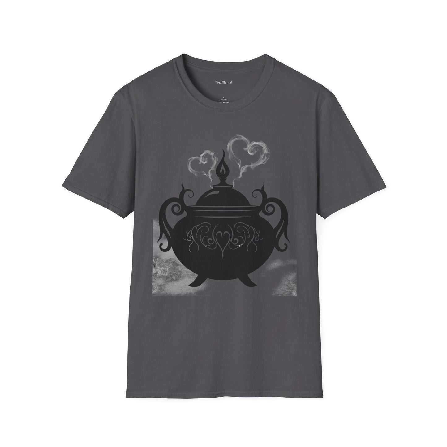 Black Cauldron with Hearts Unisex Soft T-Shirt 100% Cotton Graphic