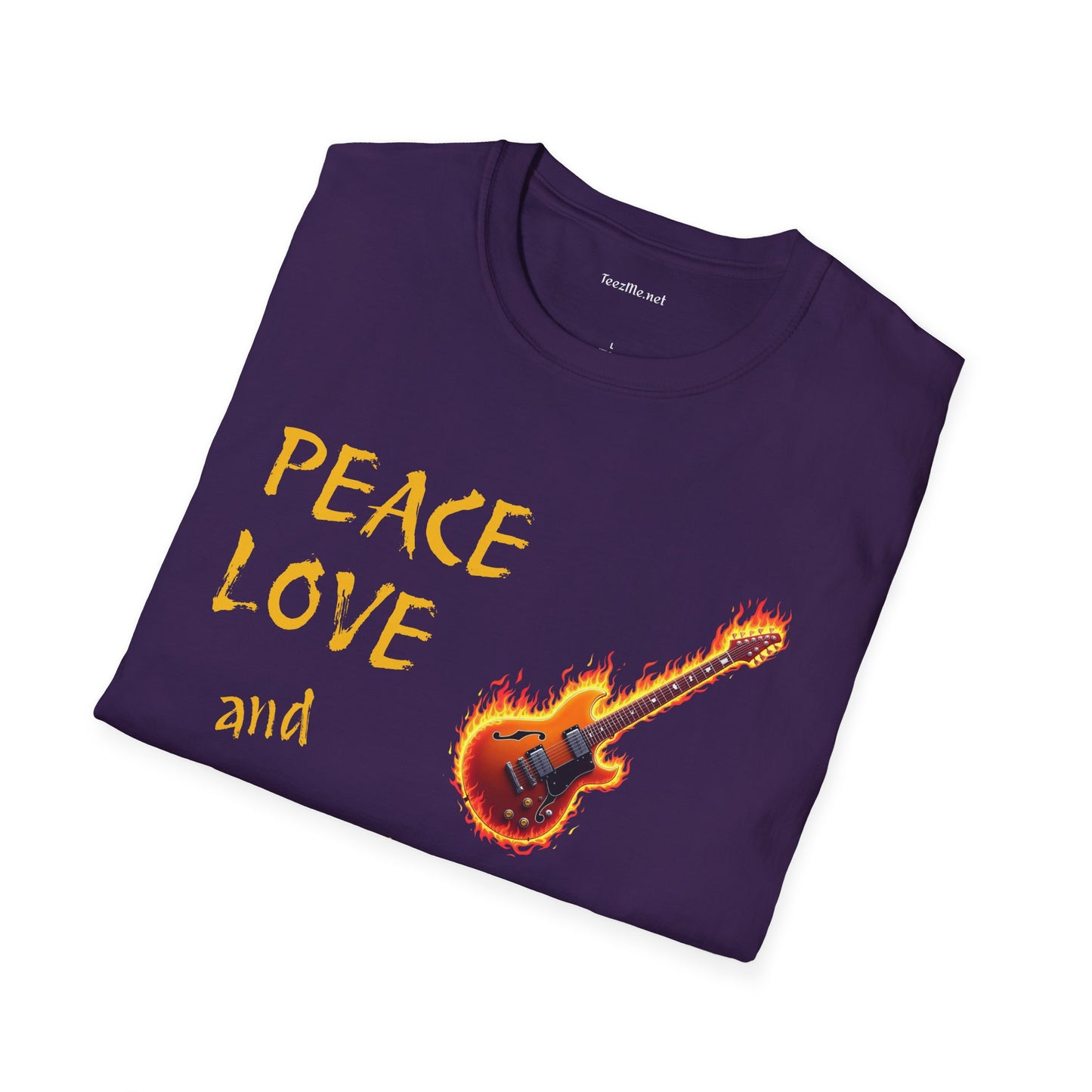Peace Love and Rock'n Roll - Unisex Softstyle T-Shirt 100% Cotton Graphic