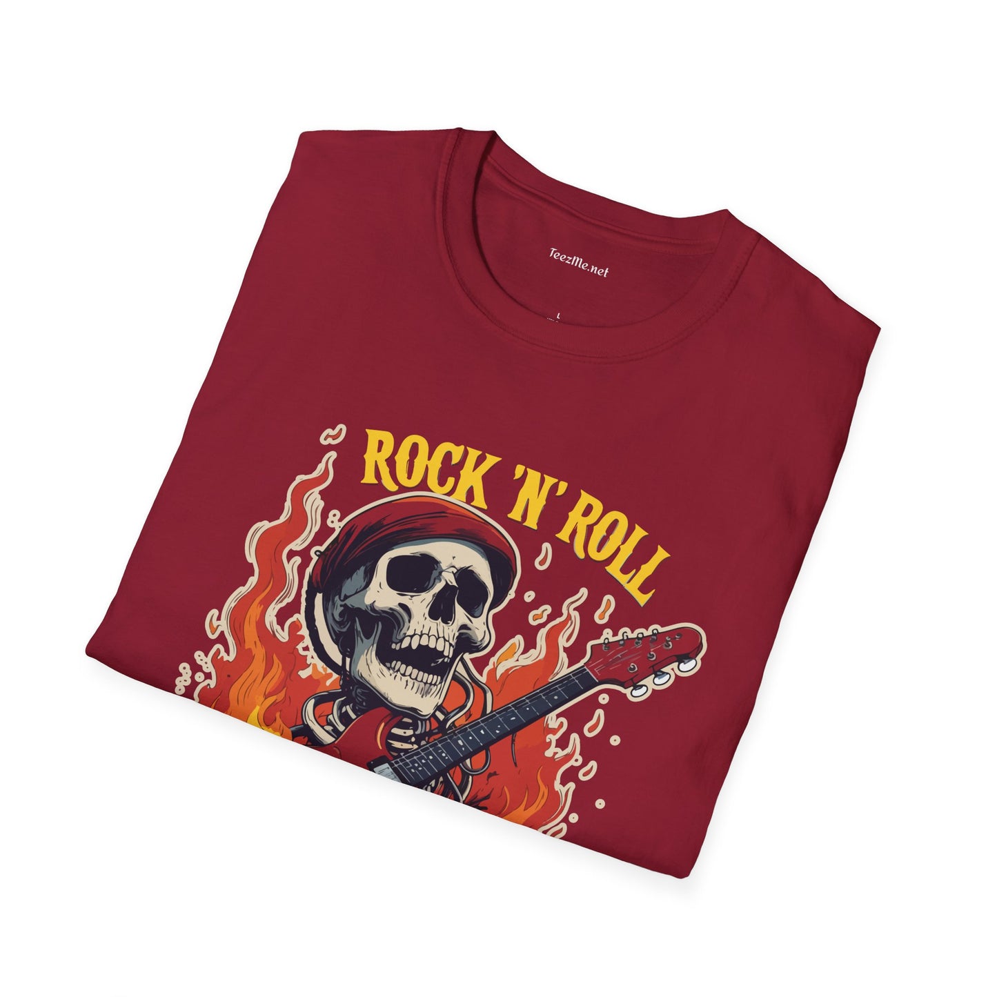 Rock N Roll Skeleton - Unisex Softstyle T-Shirt 100% Cotton Graphic