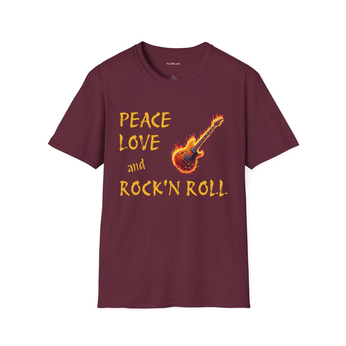 Peace Love and Rock'n Roll - Unisex Softstyle T-Shirt 100% Cotton Graphic