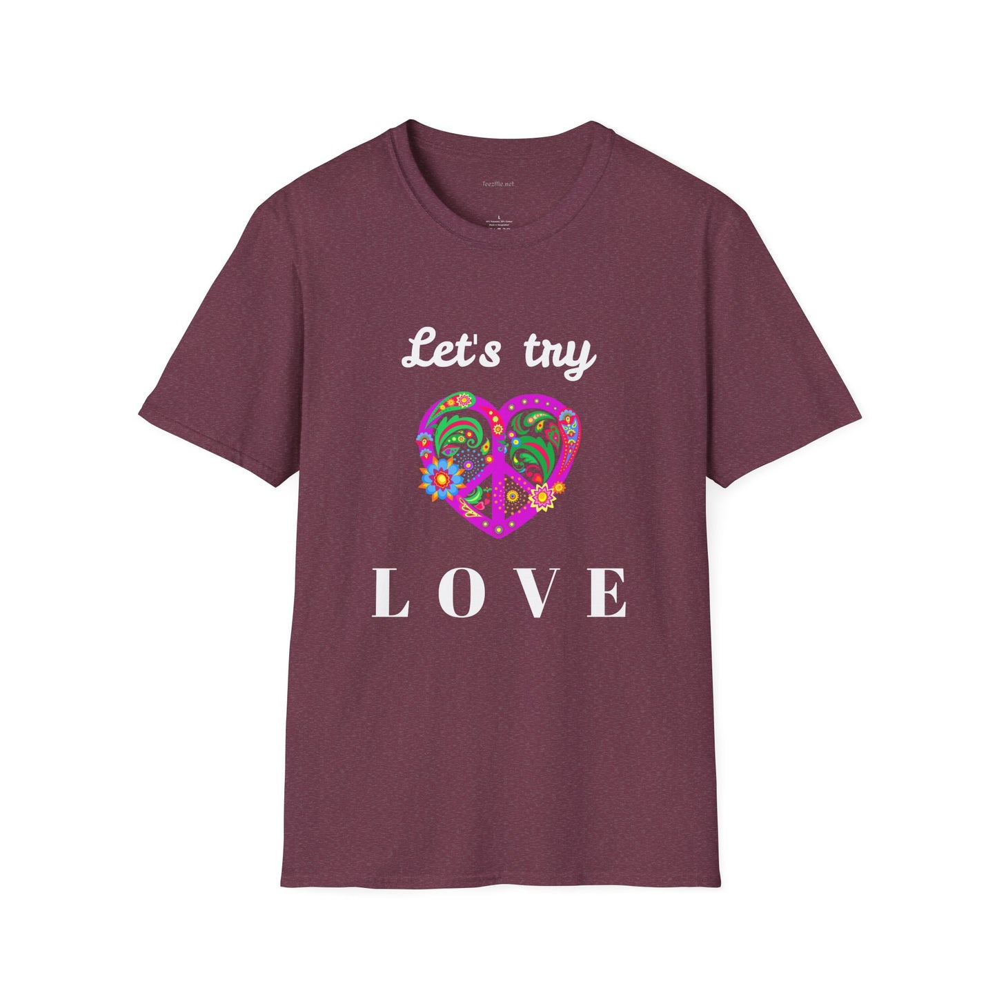 Let's Try Love - Unisex Softstyle T-Shirt 100% Cotton Graphic