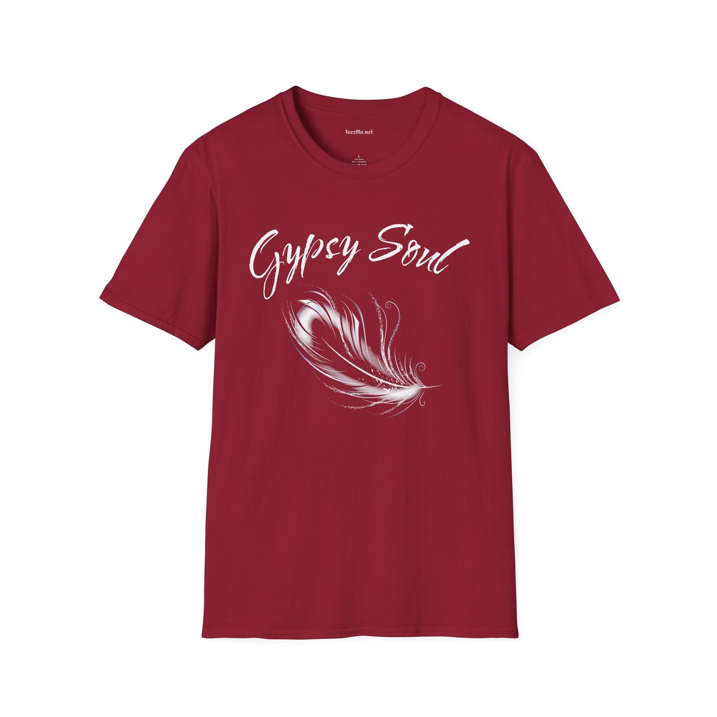 Gypsy Soul with Feather Unisex Softstyle T-Shirt 100% Cotton