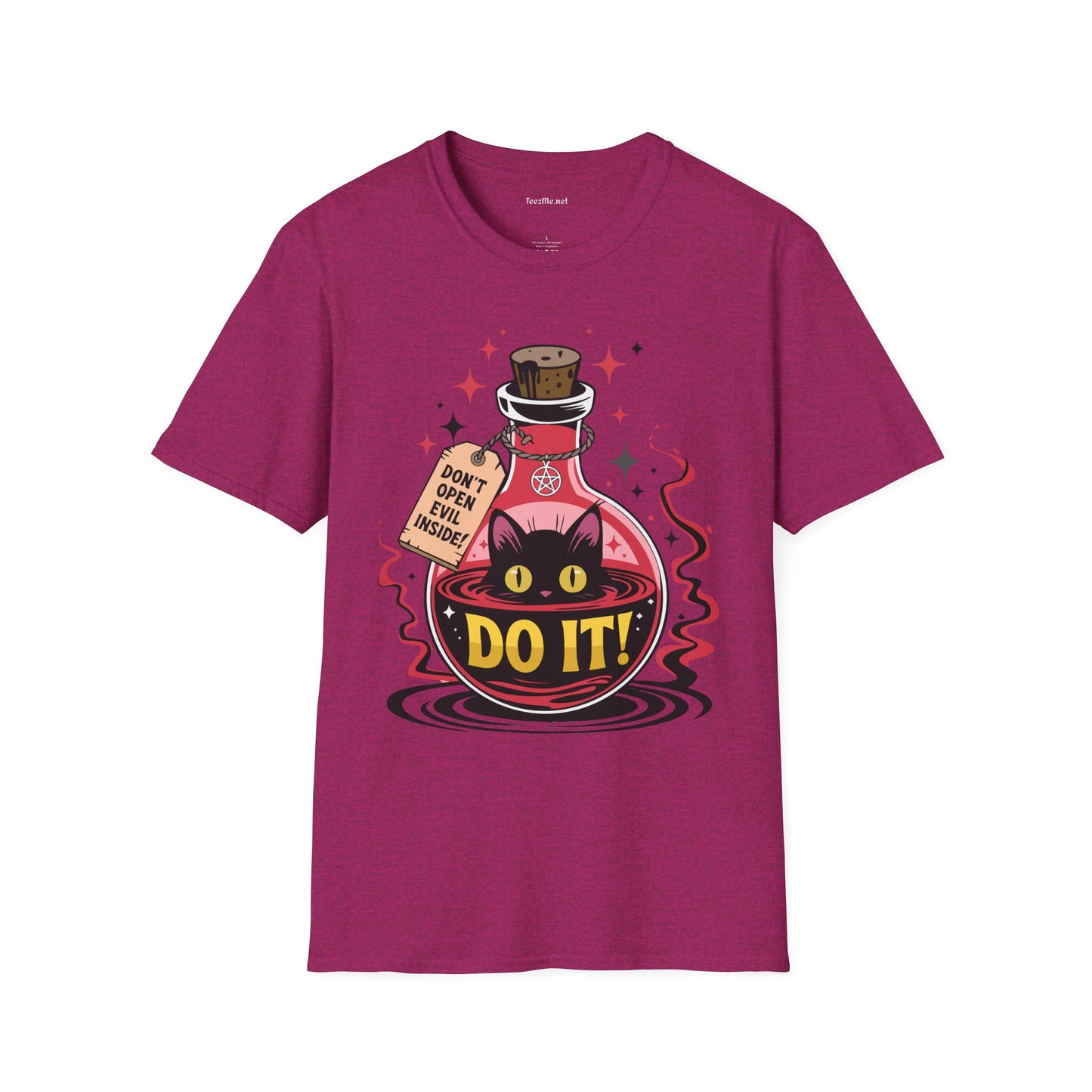 Evil Cat Inside Unisex Softstyle T-Shirt 100% Cotton Graphic