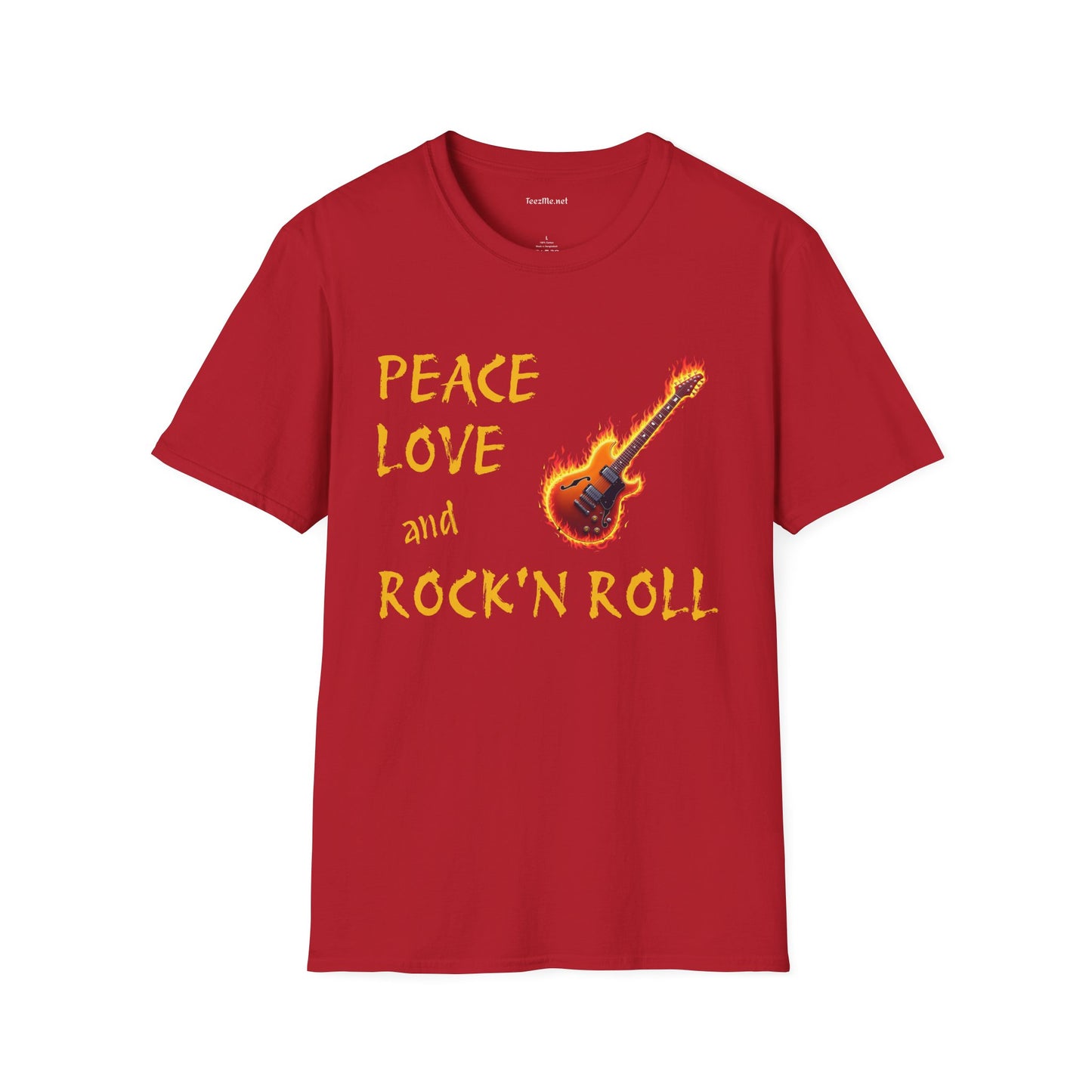 Peace Love and Rock'n Roll - Unisex Softstyle T-Shirt 100% Cotton Graphic