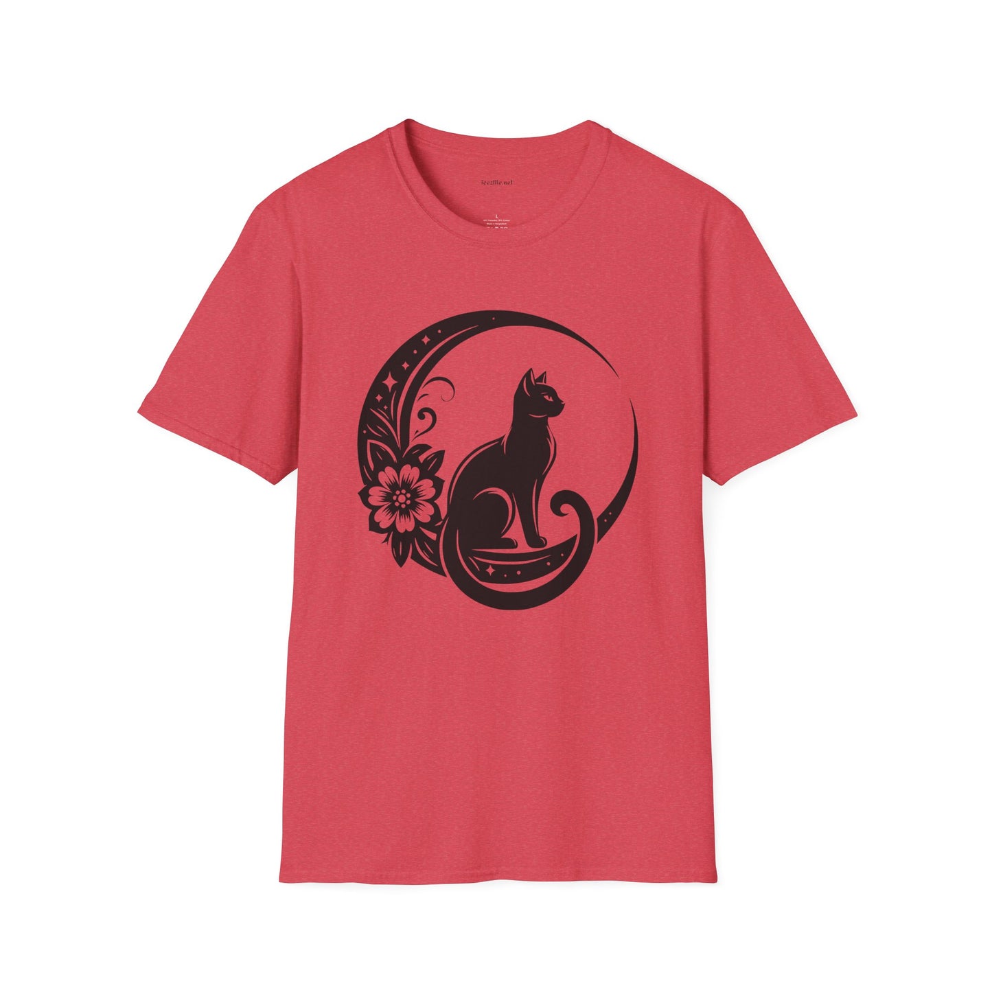Crescent Moon Cat - Unisex Softstyle T-Shirt 100% Cotton Graphic
