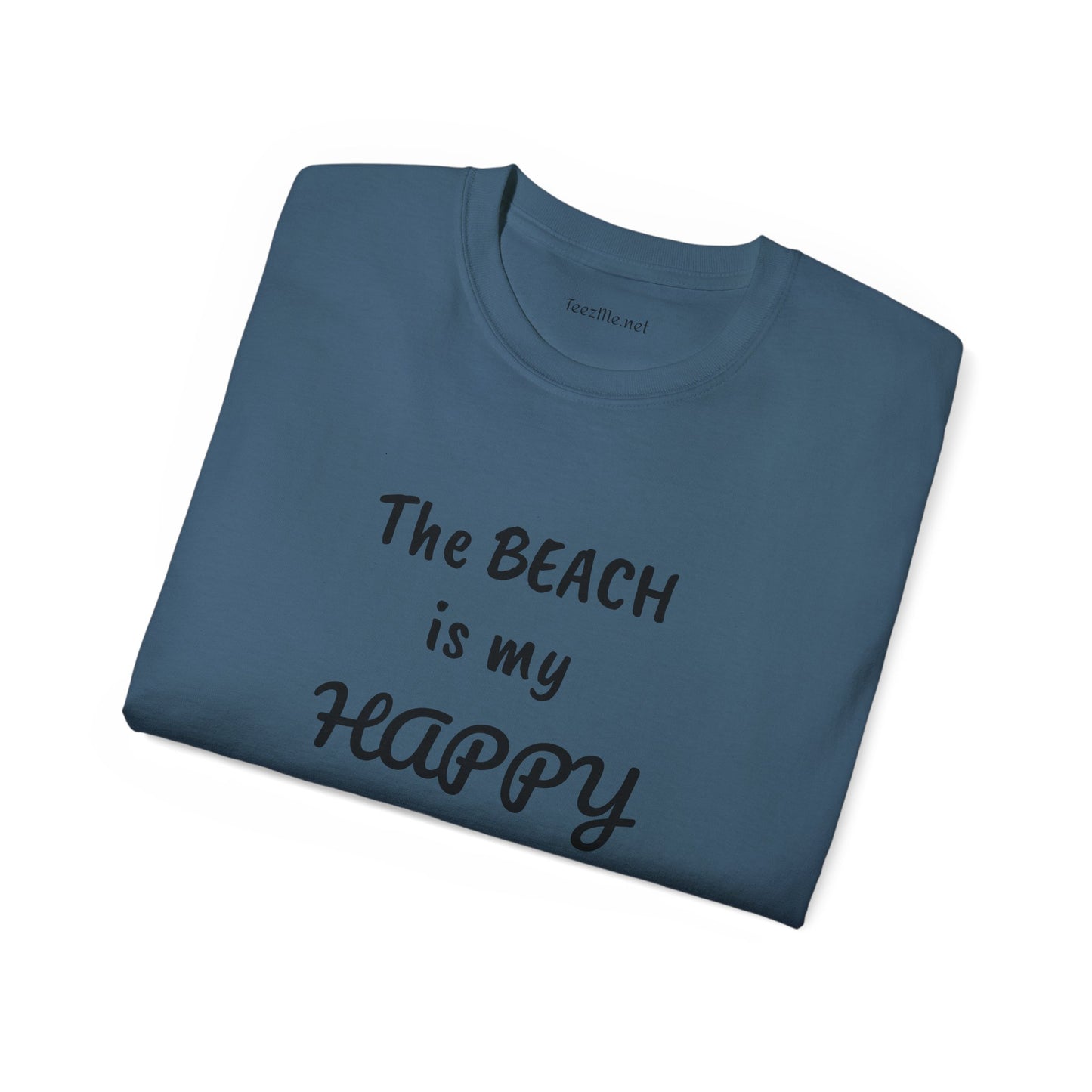 The BEACH is my Happy Place - Unisex Ultra Cotton Tee 100% Cotton Graphic