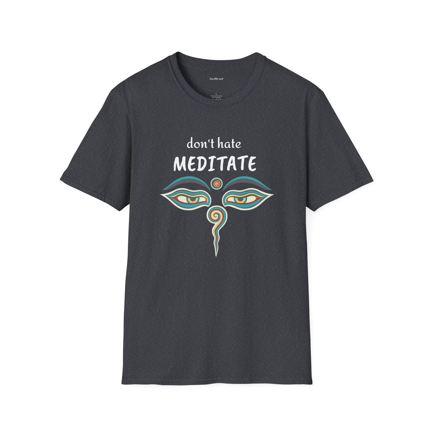 Don't hate MEDITATE - Unisex Softstle T-Shirt 100% Cotton Graphic #yoga