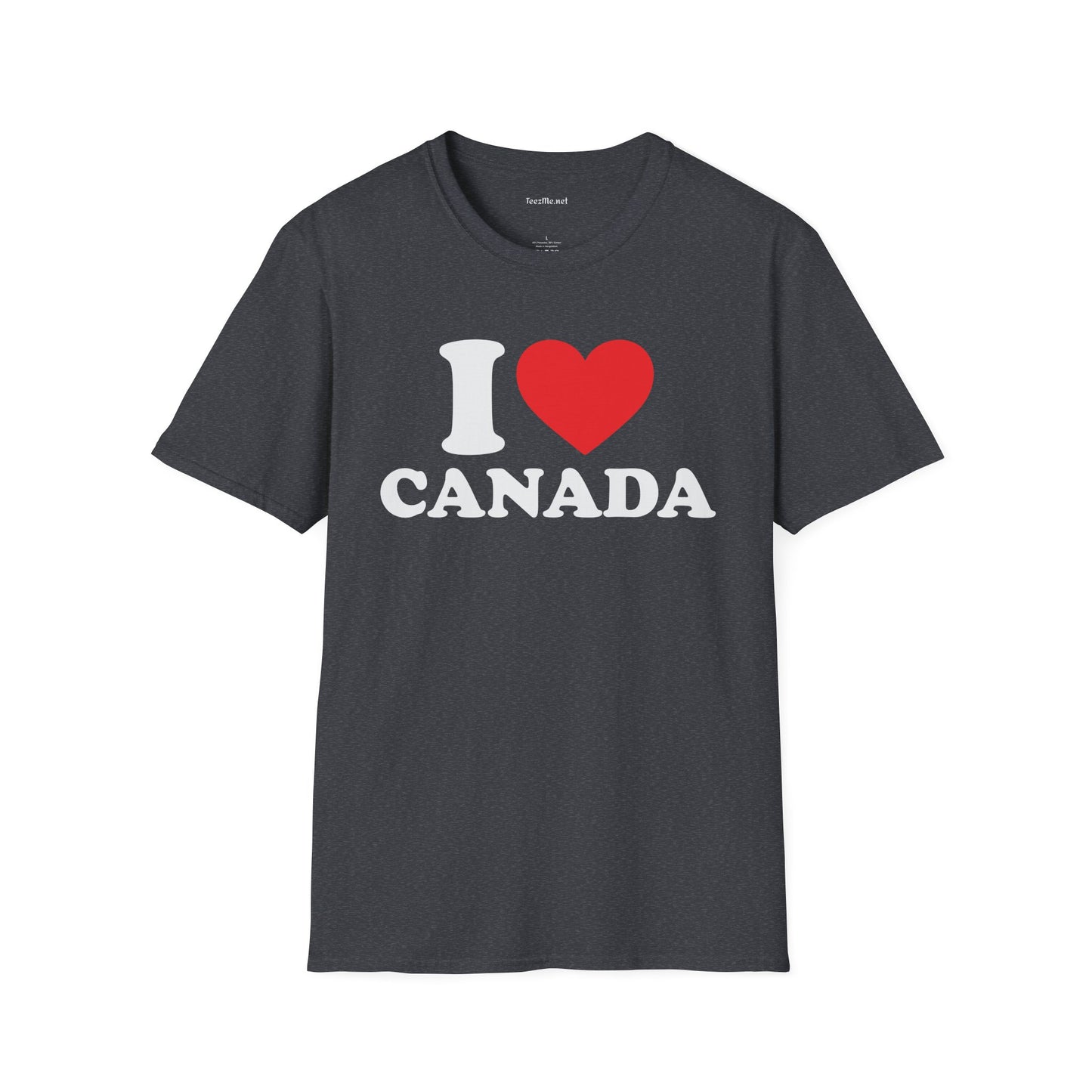 I Love Canada Unisex Softstyle T-Shirt 100% Cotton Graphic