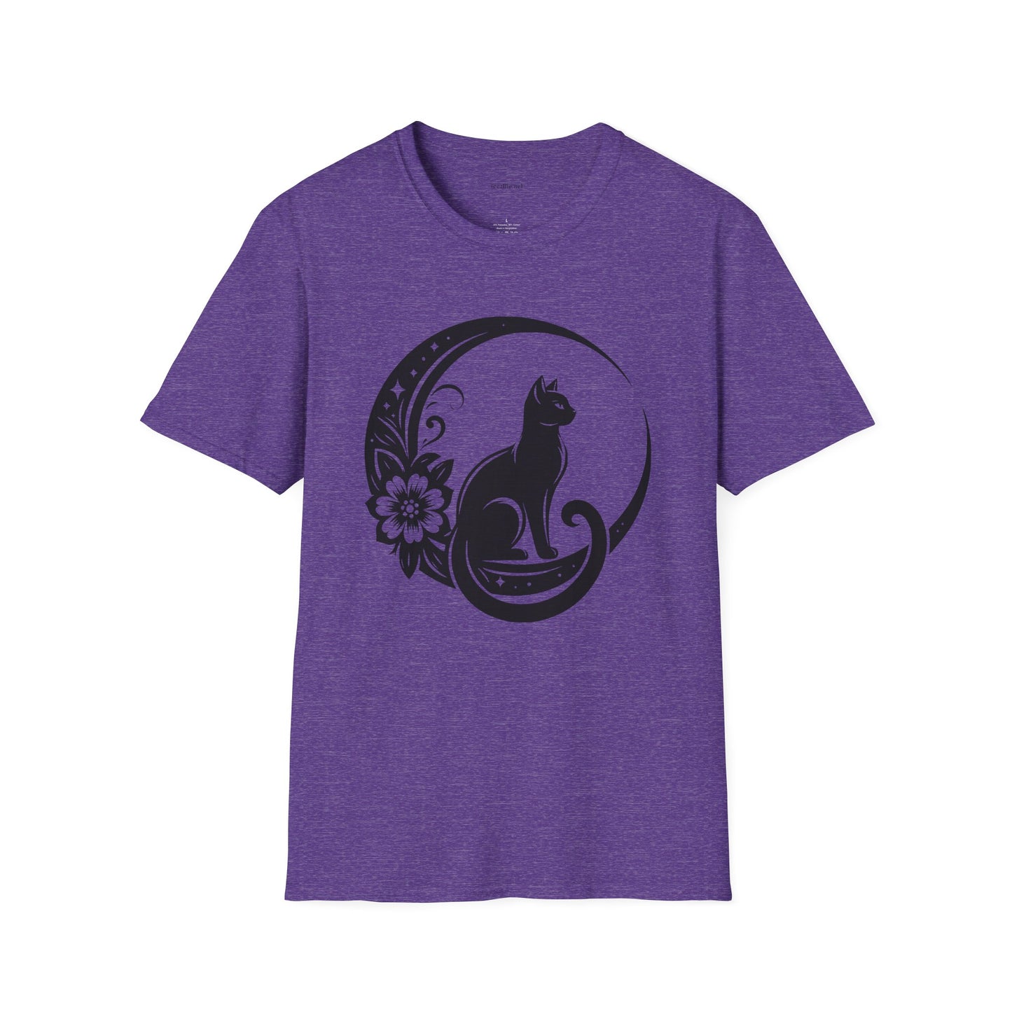 Crescent Moon Cat - Unisex Softstyle T-Shirt 100% Cotton Graphic