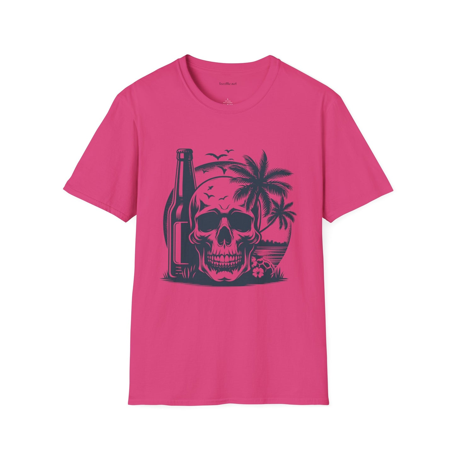 Skull with Beer 02 Unisex Softstyle T-Shirt 100% Cotton