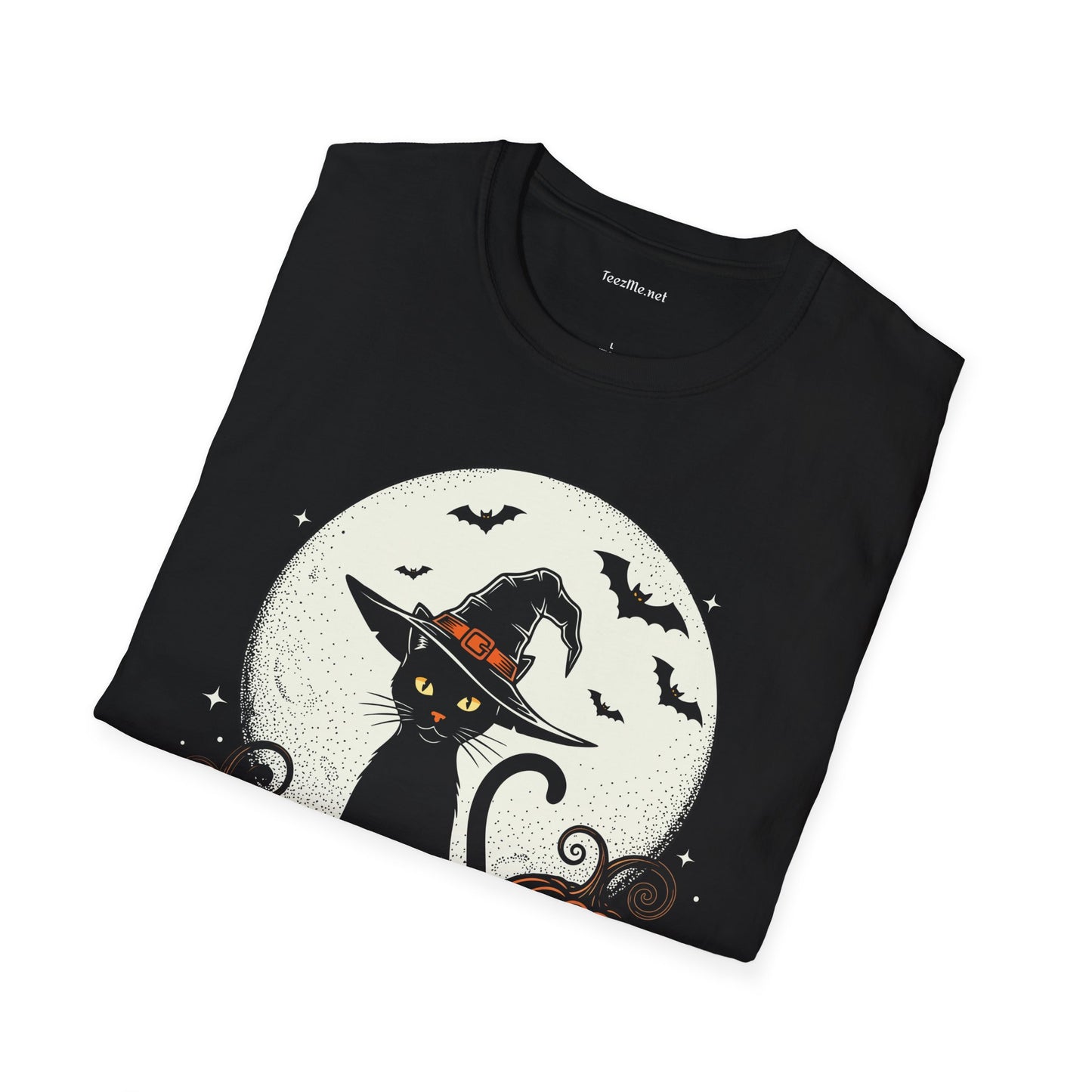 Cat with pumpkin Unisex Softstyle T-Shirt 100% Cotton Graphic