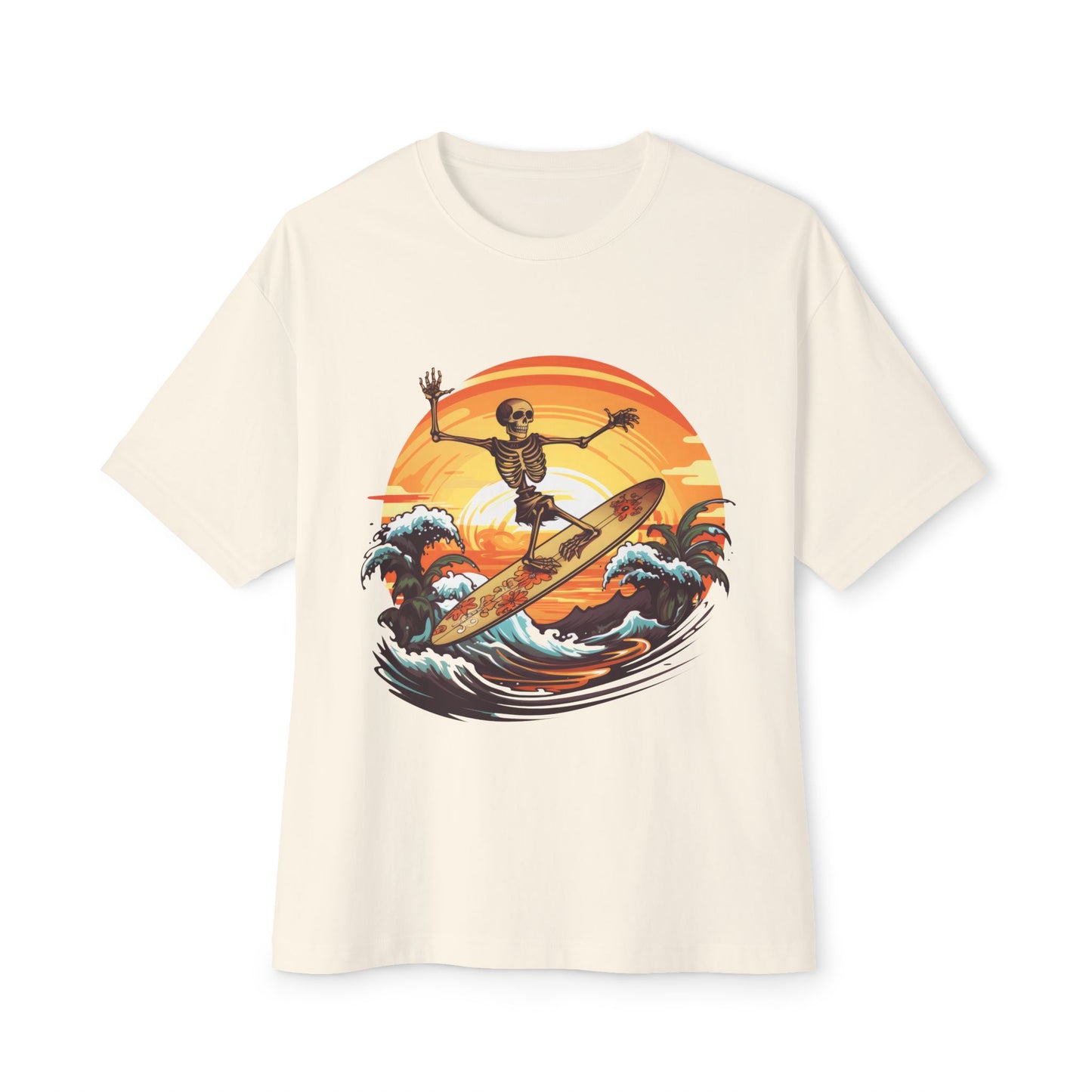 Skeleton Surfing1 - Unisex Oversized Boxy Tee