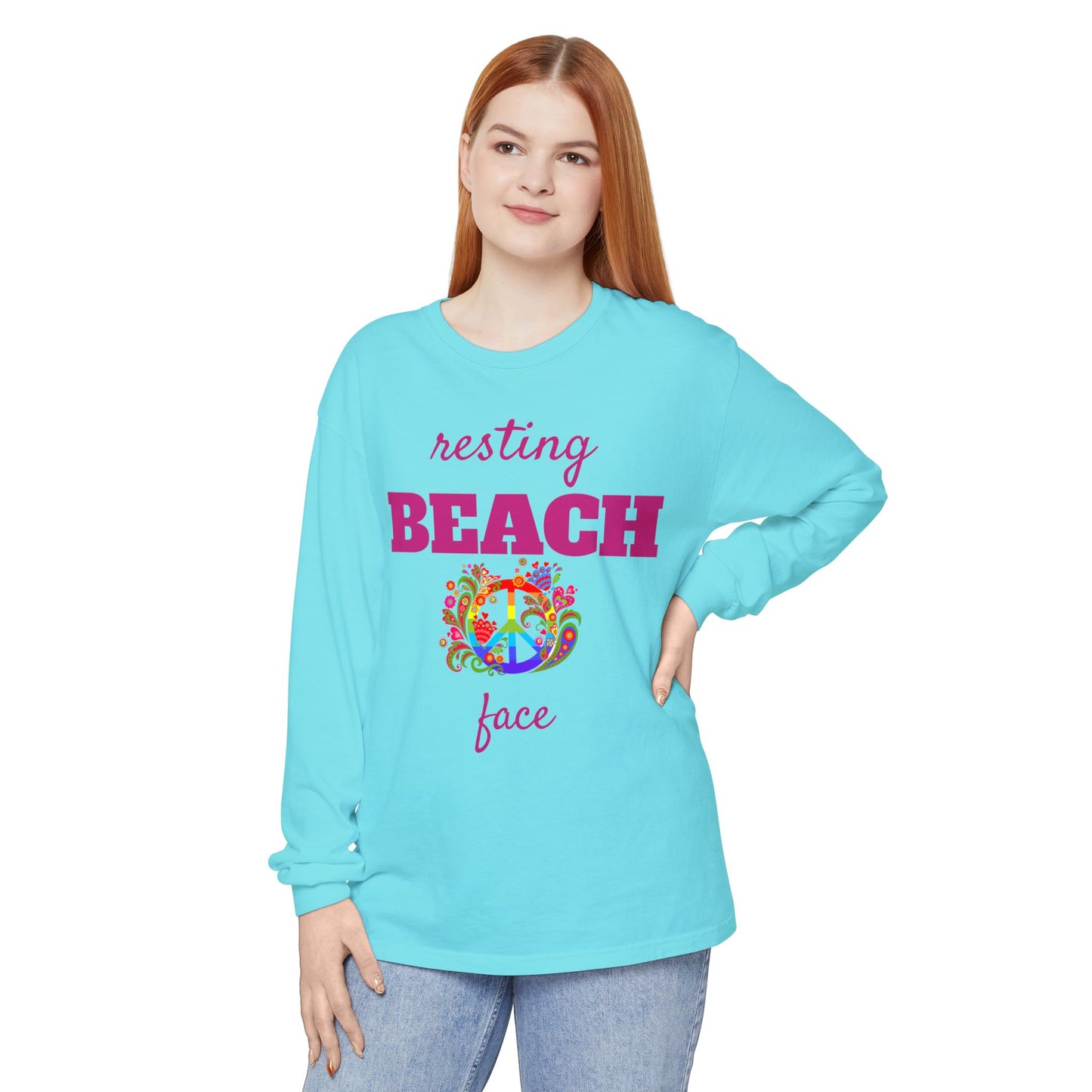 Resting Beach Face - Unisex Garment-dyed Long Sleeve T-Shirt