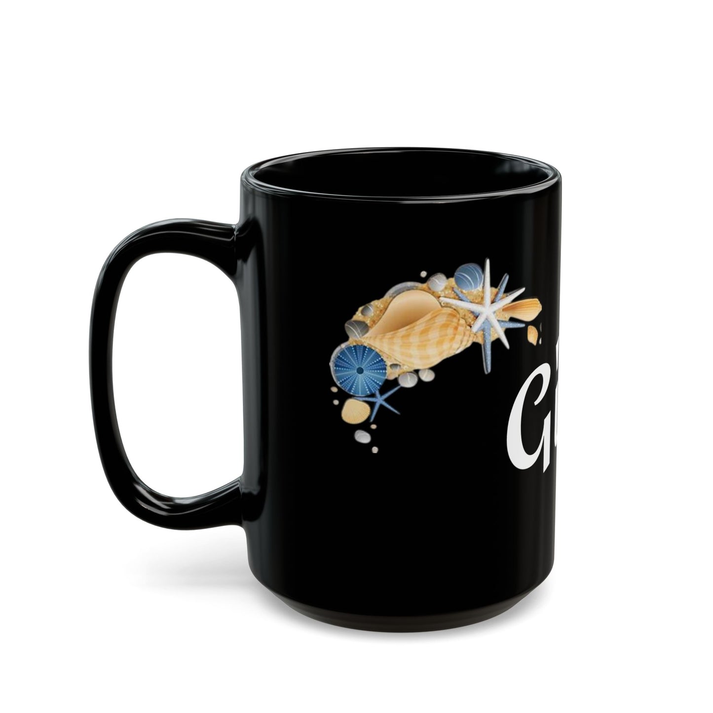 GiGi with seashells - Black Mug (11oz, 15oz) #Coffee #Tea #beach