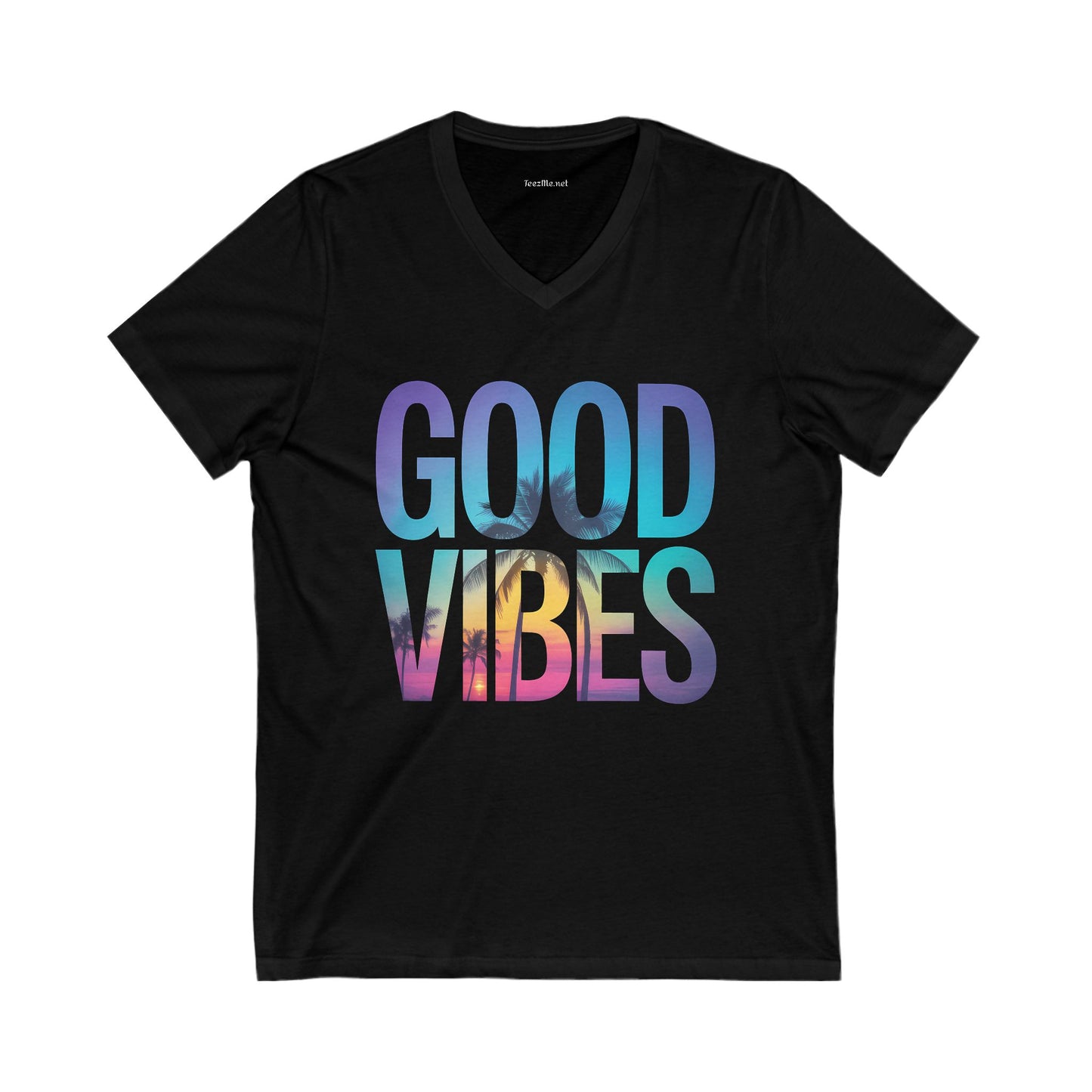 Good Vibes Palm - Unisex Jersey Short Sleeve V-Neck Tee