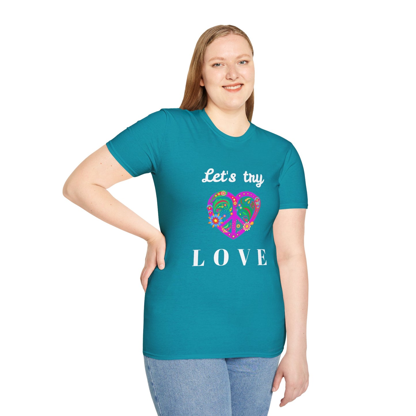 Let's Try Love - Unisex Softstyle T-Shirt 100% Cotton Graphic
