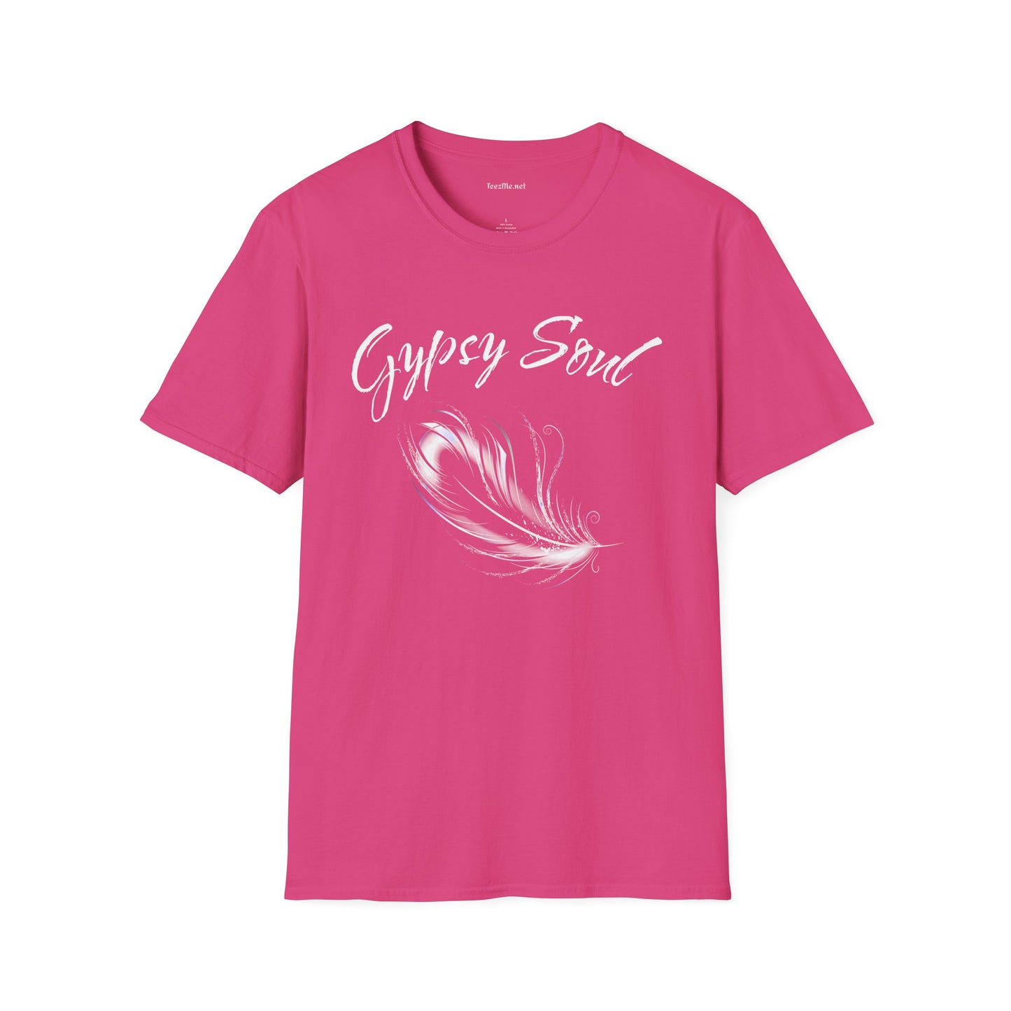 Gypsy Soul with Feather Unisex Softstyle T-Shirt 100% Cotton