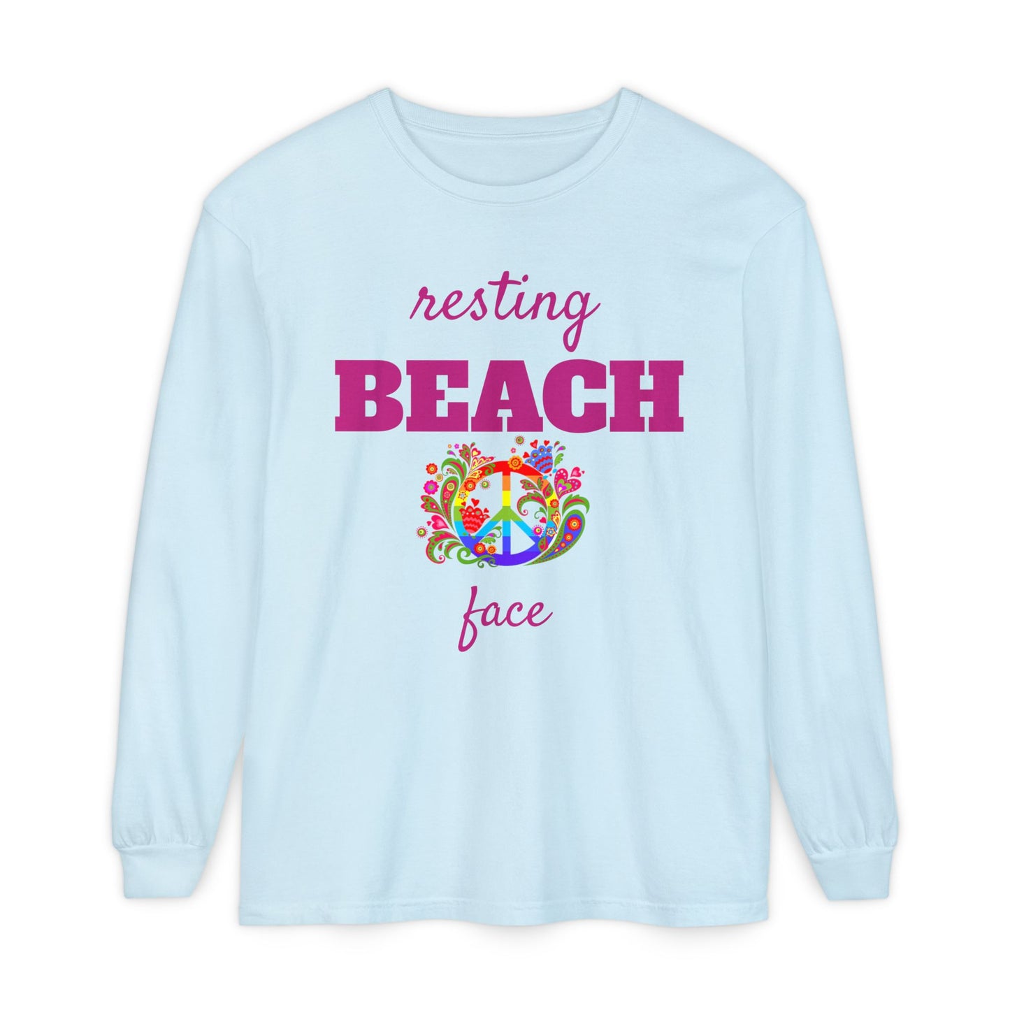 Resting Beach Face - Unisex Garment-dyed Long Sleeve T-Shirt