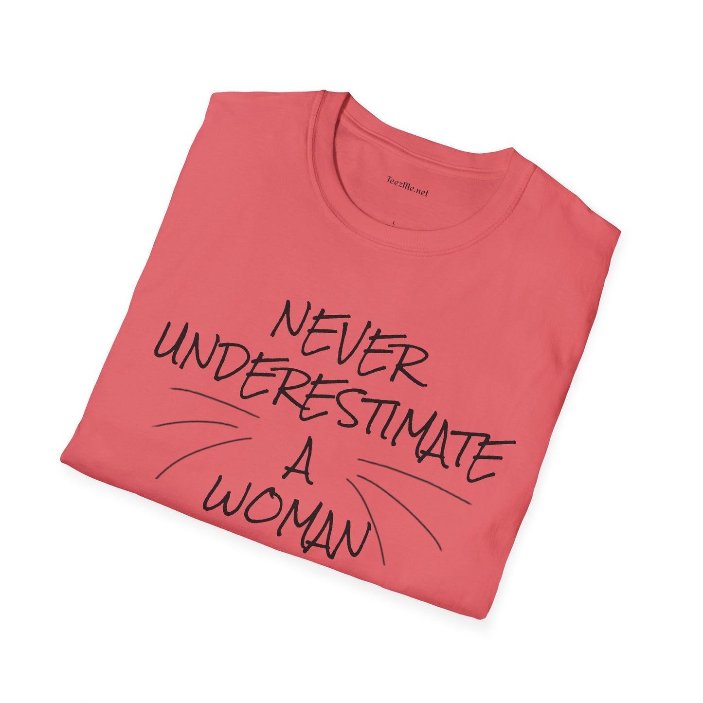Never Underestimate a Woman with Cats - Unisex Softstyle T-Shirt 100% Cotton Graphic
