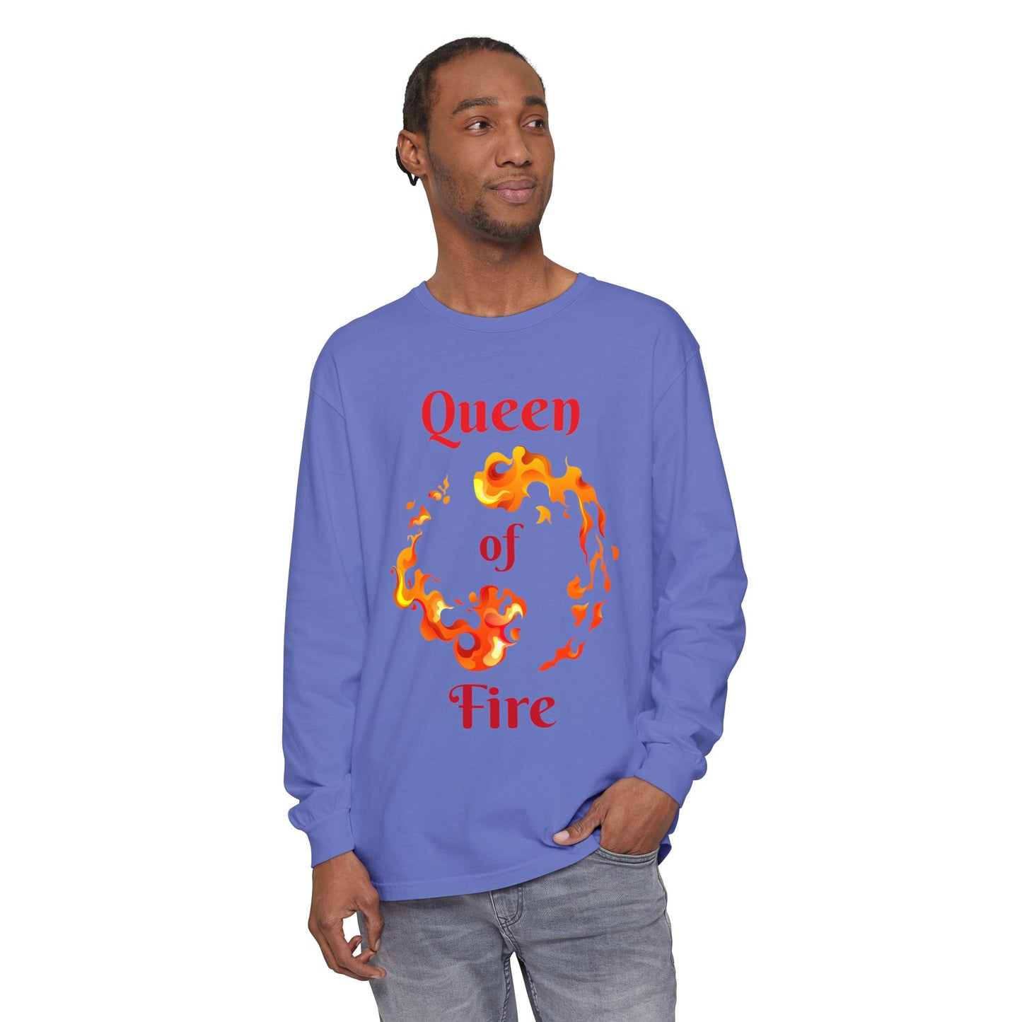 Queen of Fire - Unisex Garment-dyed Long Sleeve T-Shirt