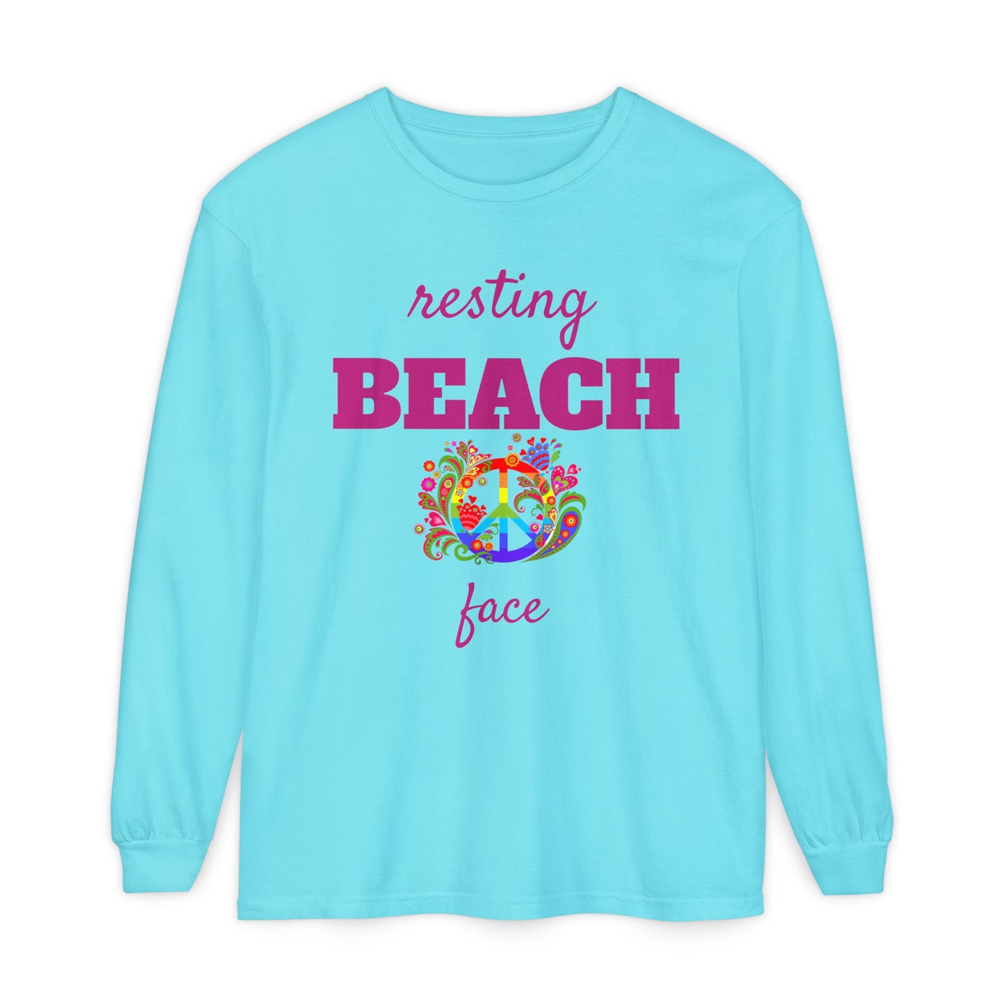 Resting Beach Face - Unisex Garment-dyed Long Sleeve T-Shirt