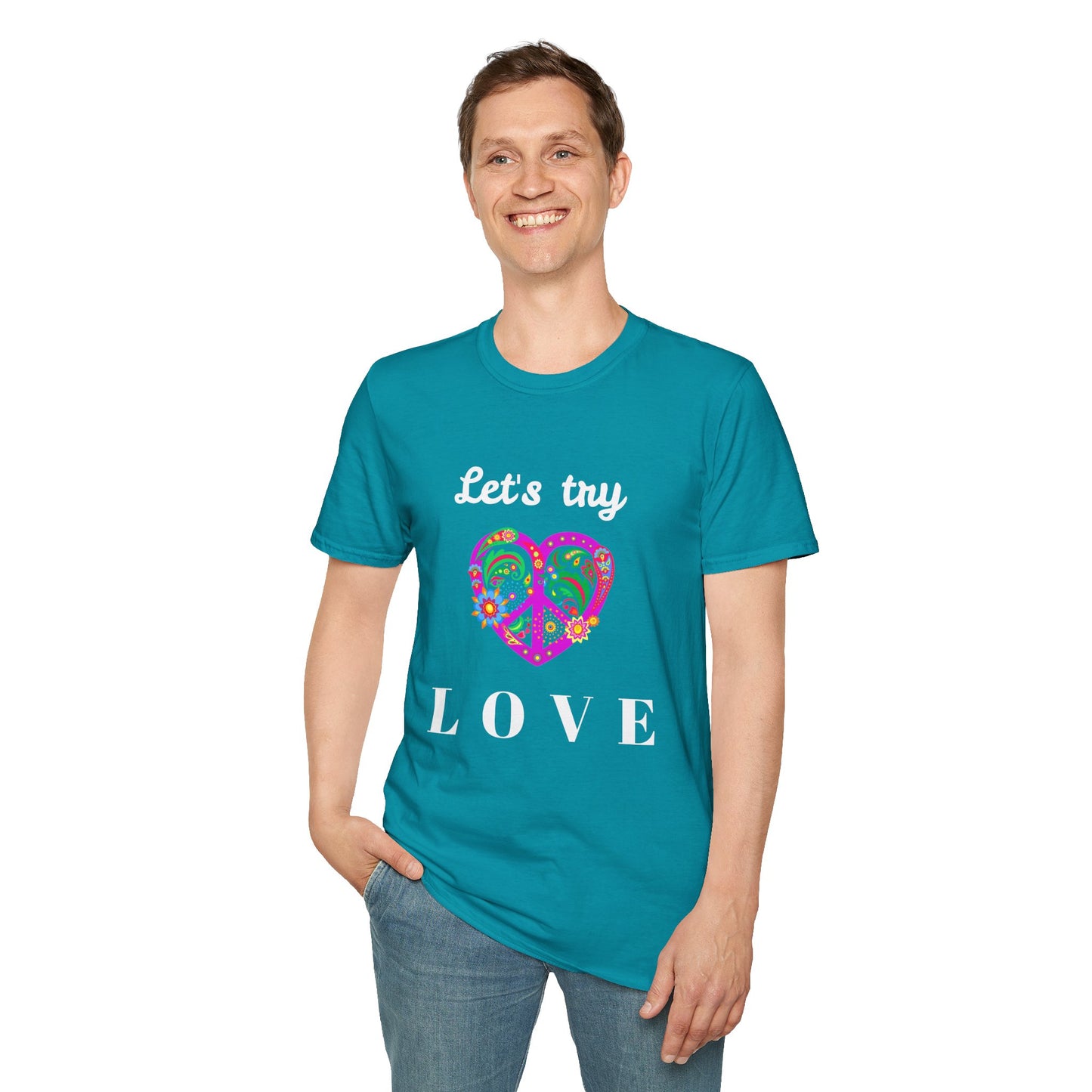 Let's Try Love - Unisex Softstyle T-Shirt 100% Cotton Graphic