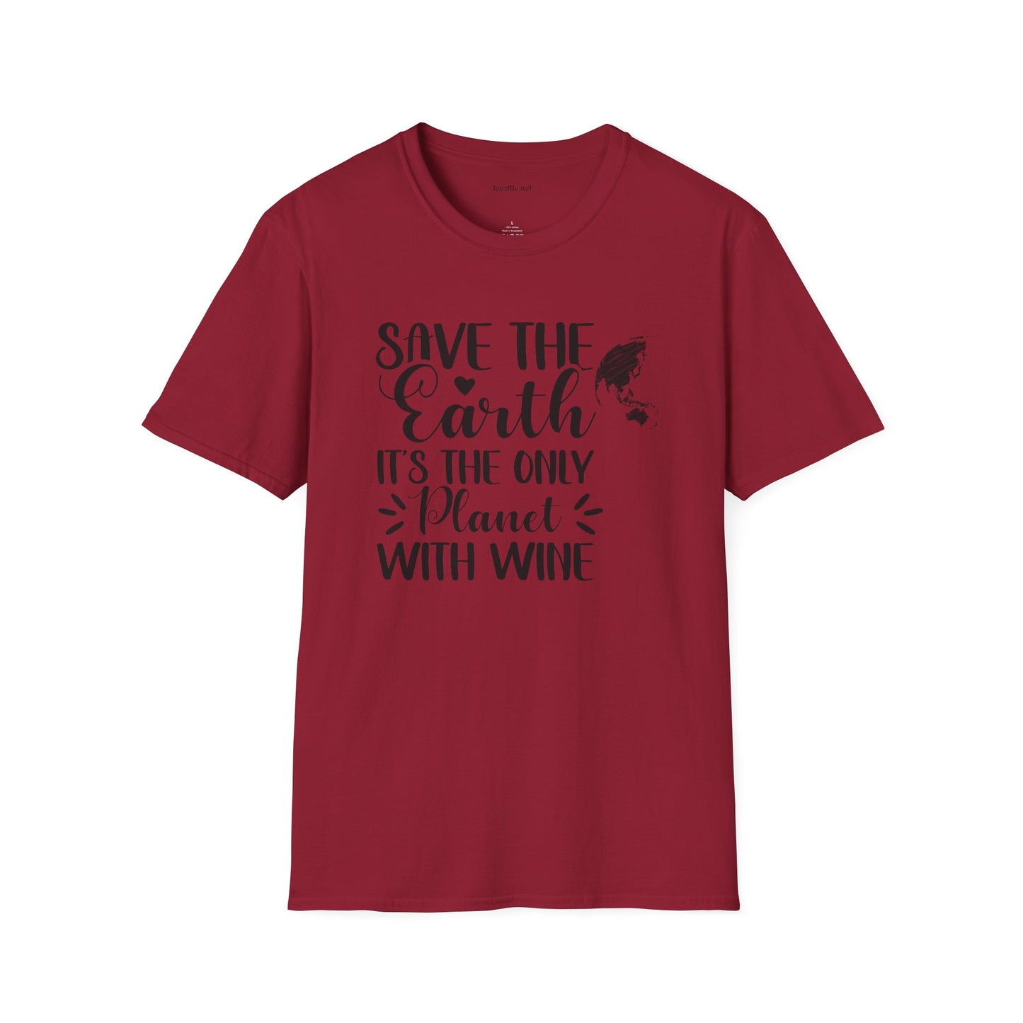 Save the Earth (Wine) Unisex Soft T-Shirt 100% Cotton Graphic