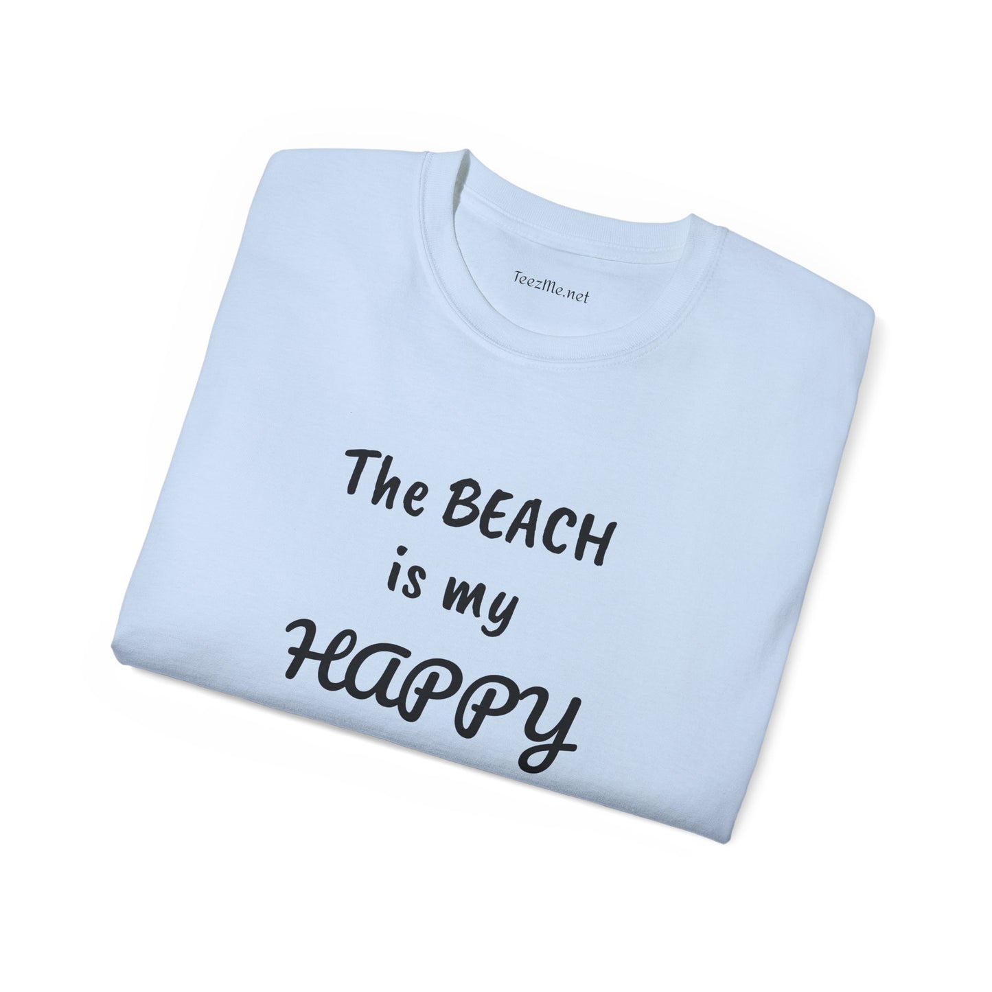 The BEACH is my Happy Place - Unisex Ultra Cotton Tee 100% Cotton Graphic