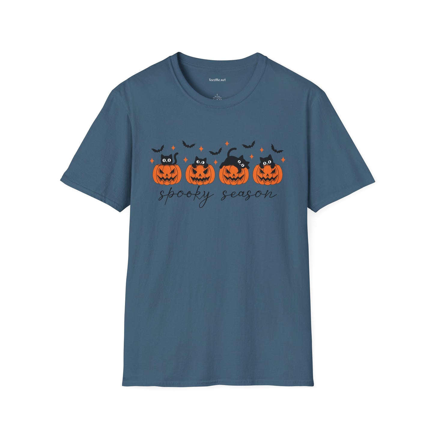 Spooky Season with Cats Unisex Softstyle T-Shirt 100% Cotton