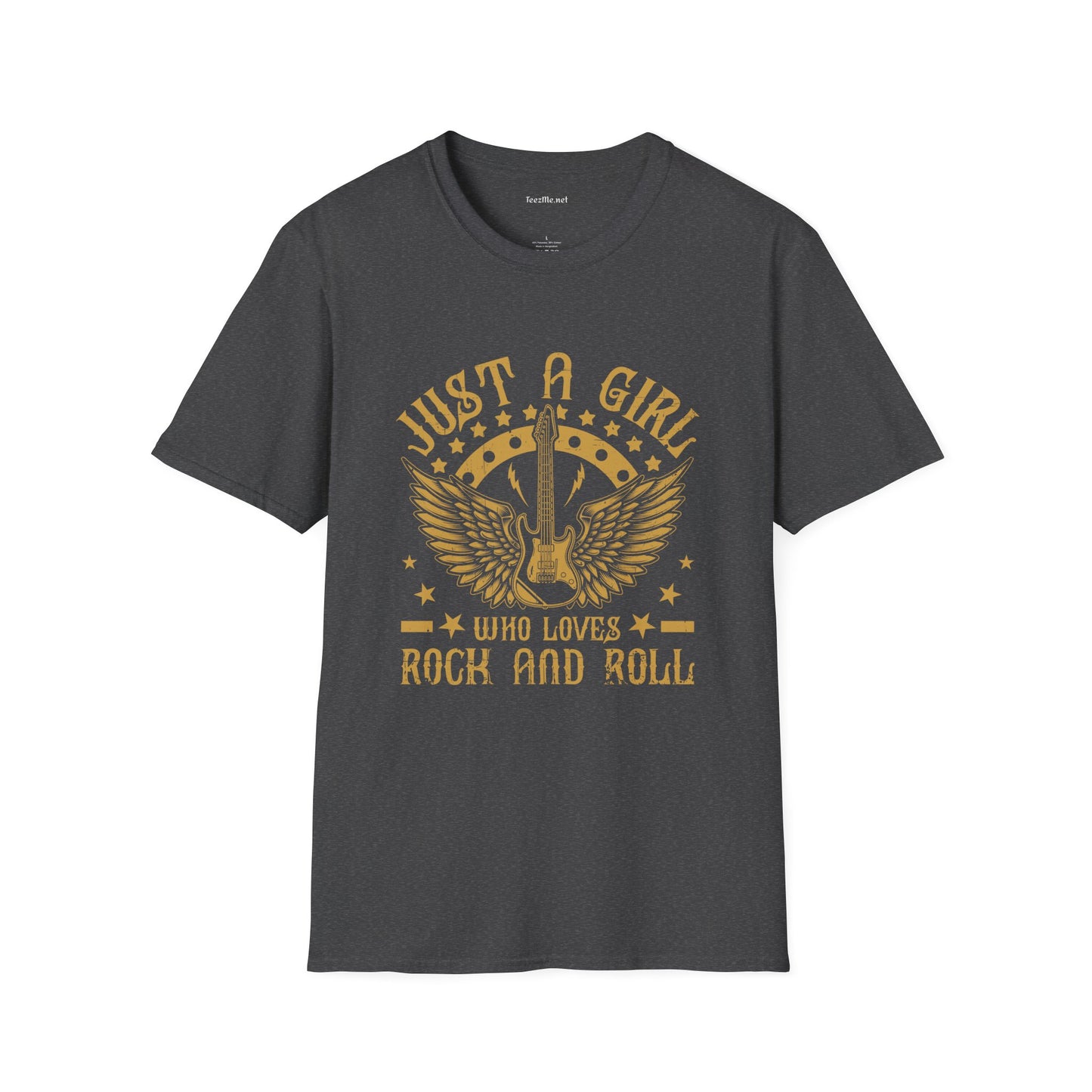 Just a Girl Who Loves Rock N Roll - Unisex Softstyle T-Shirt 100% Cotton Graphic