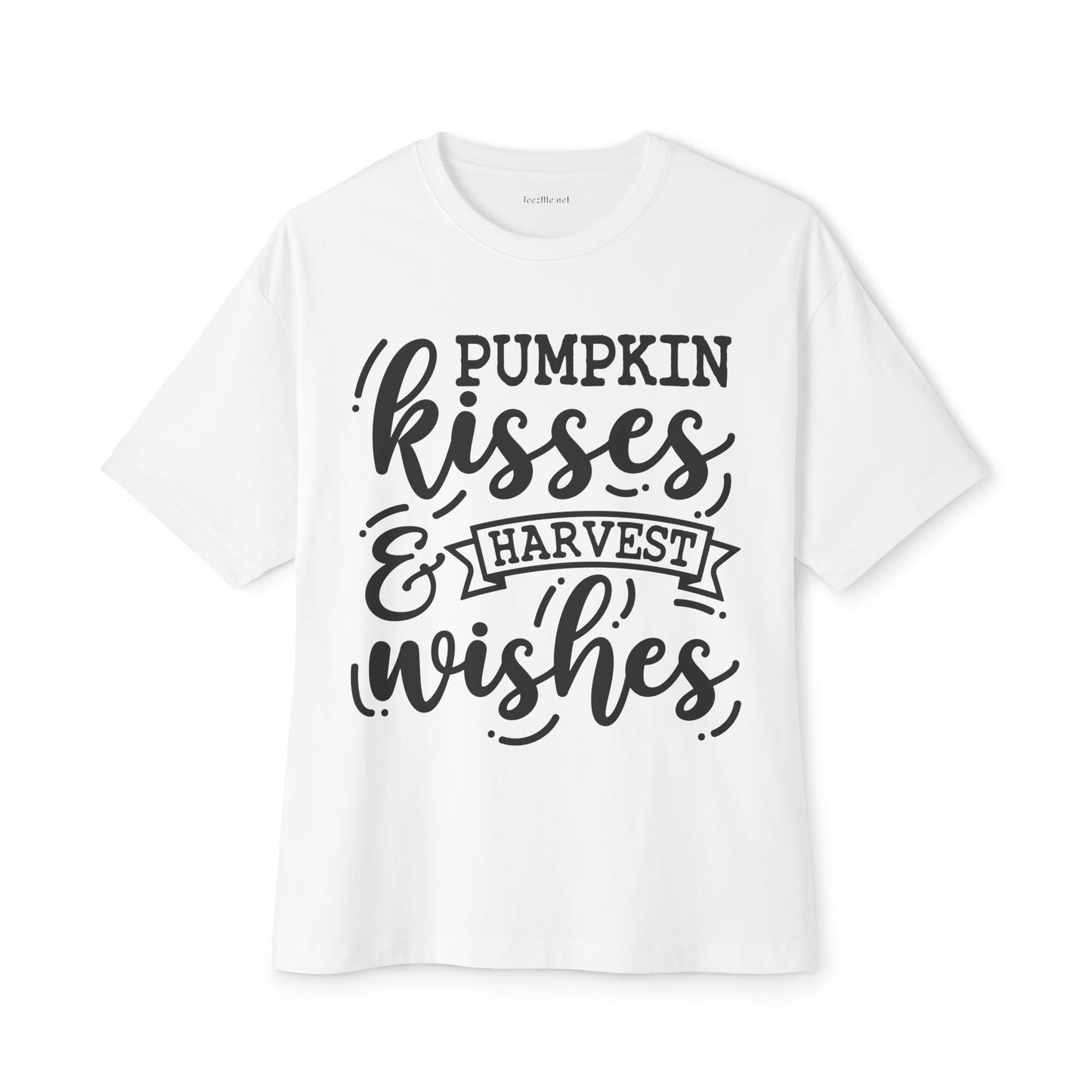 Pumpkin Kisses and Harvest Wishes Unisex Oversized Boxy Tee