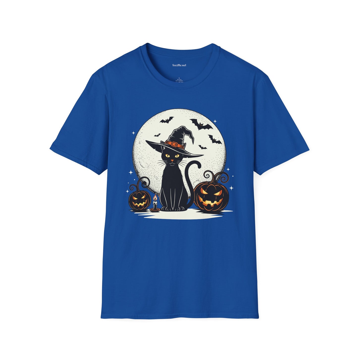 Cat with pumpkin Unisex Softstyle T-Shirt 100% Cotton Graphic