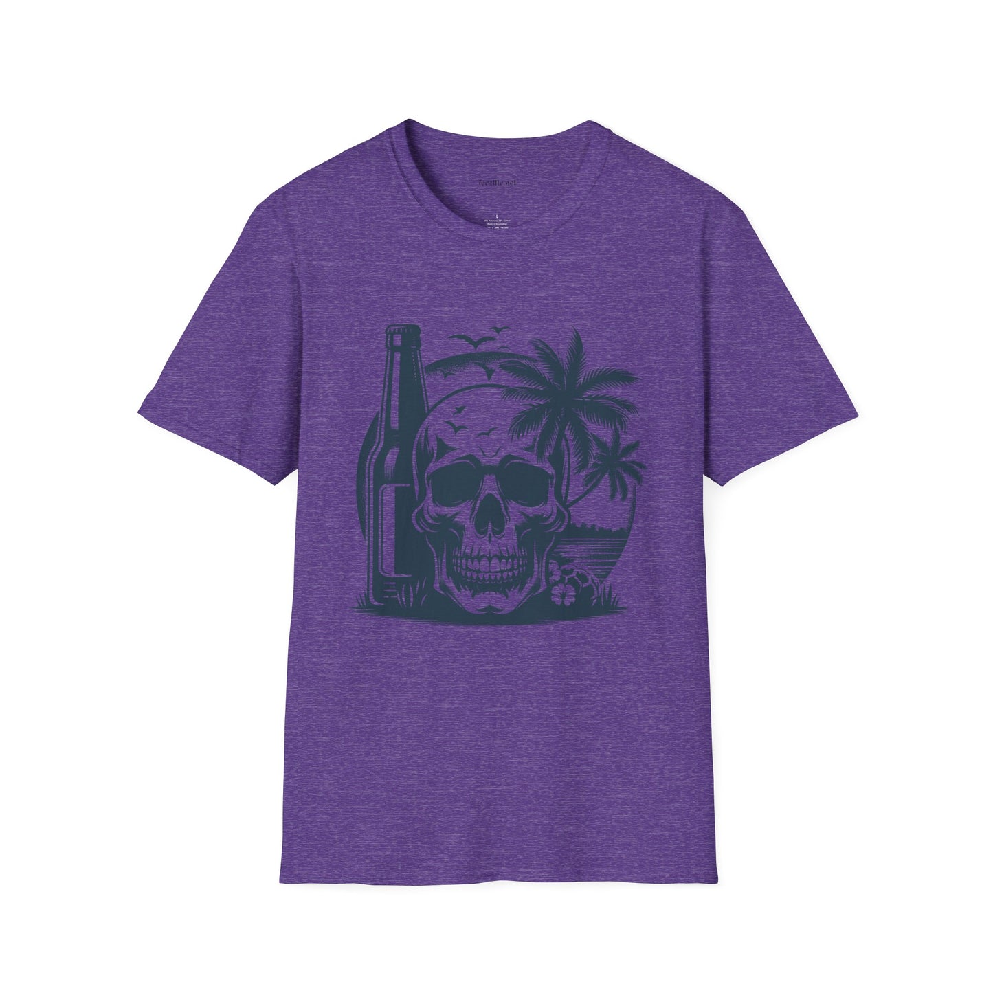 Skull with Beer 02 Unisex Softstyle T-Shirt 100% Cotton