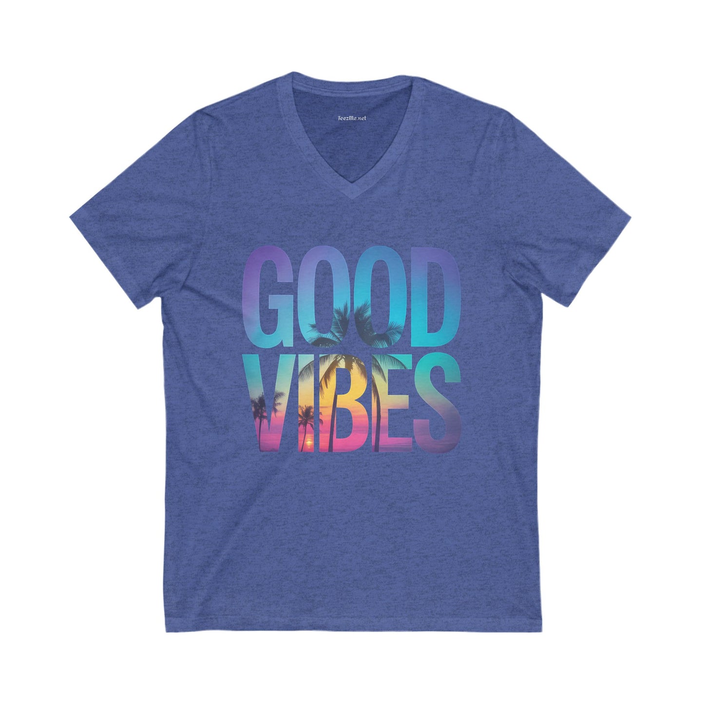 Good Vibes Palm - Unisex Jersey Short Sleeve V-Neck Tee