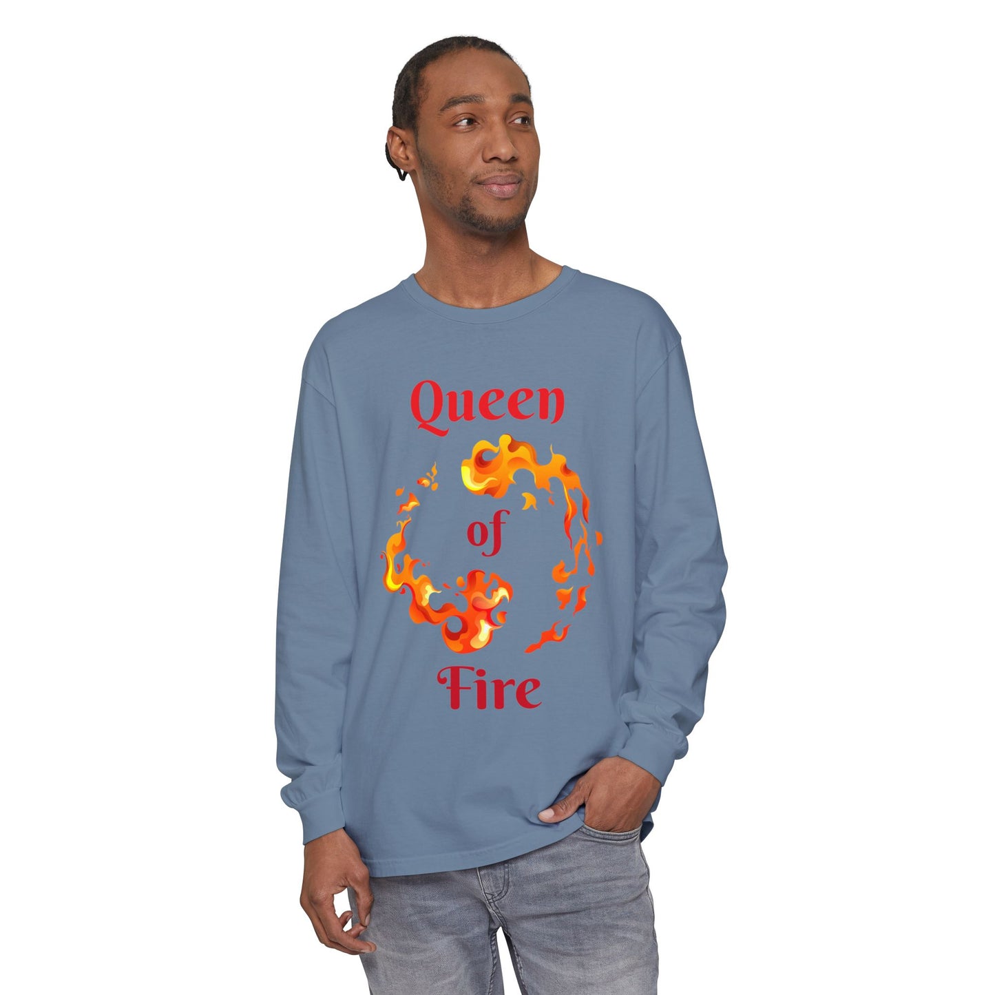 Queen of Fire - Unisex Garment-dyed Long Sleeve T-Shirt