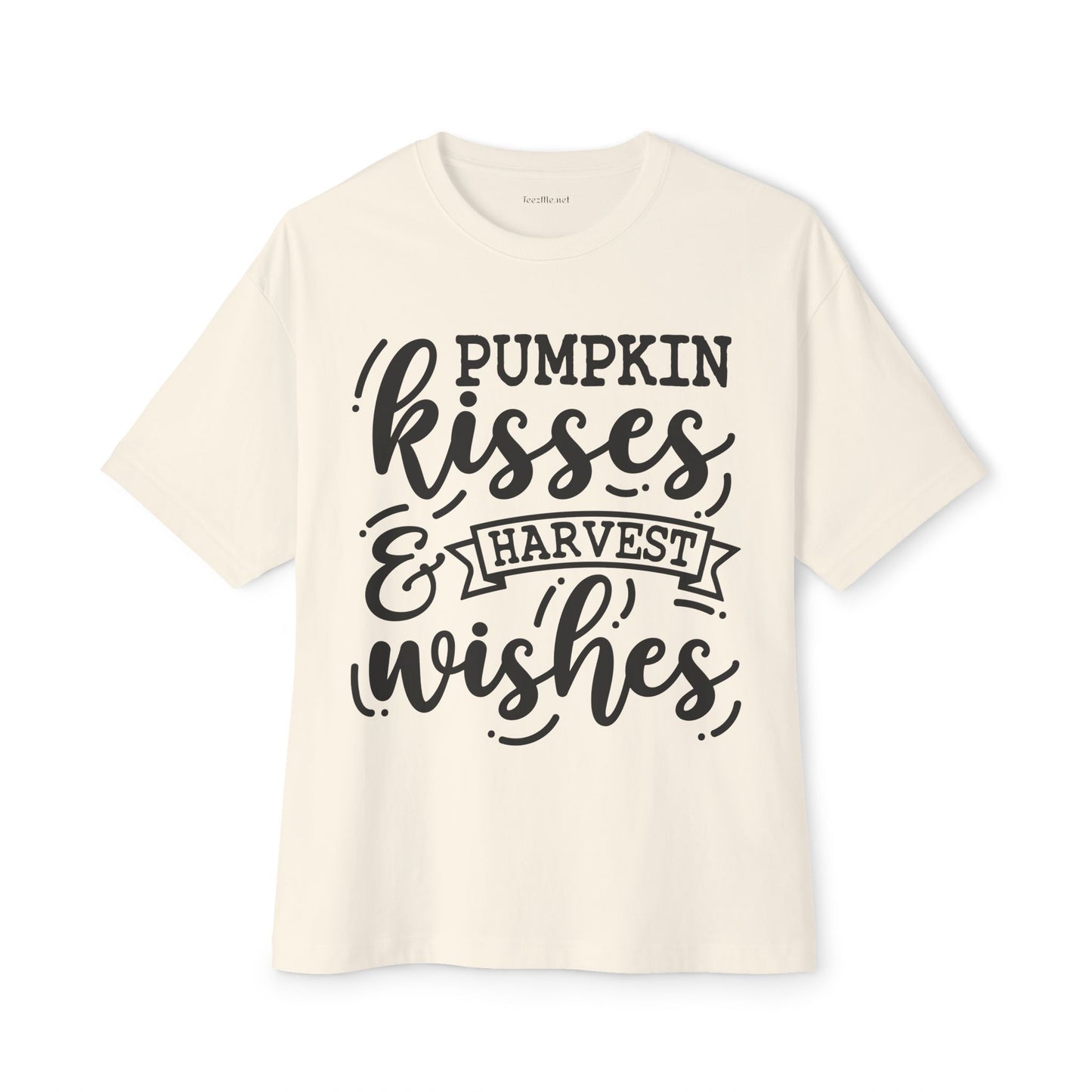 Pumpkin Kisses and Harvest Wishes Unisex Oversized Boxy Tee