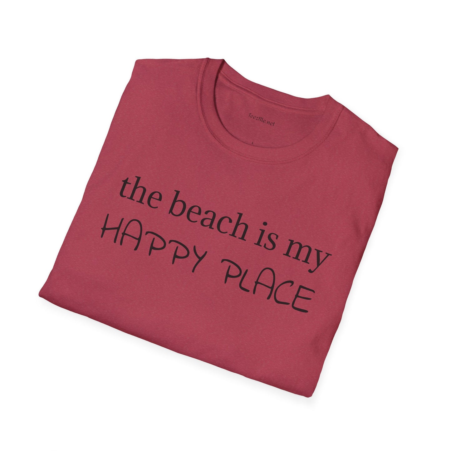 The beach is my happy place - Unisex Softstyle T-Shirt 100% Cotton Graphic