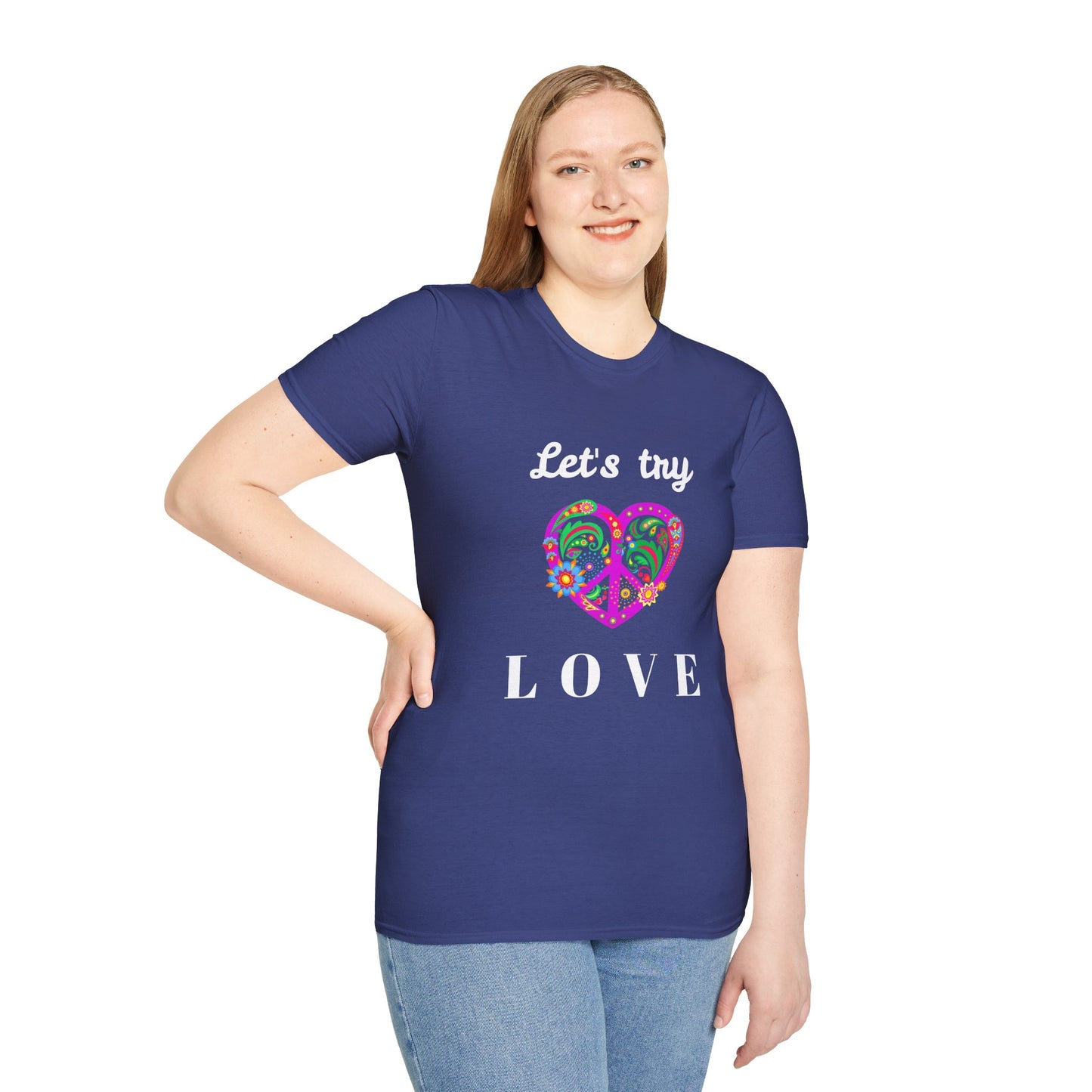 Let's Try Love - Unisex Softstyle T-Shirt 100% Cotton Graphic