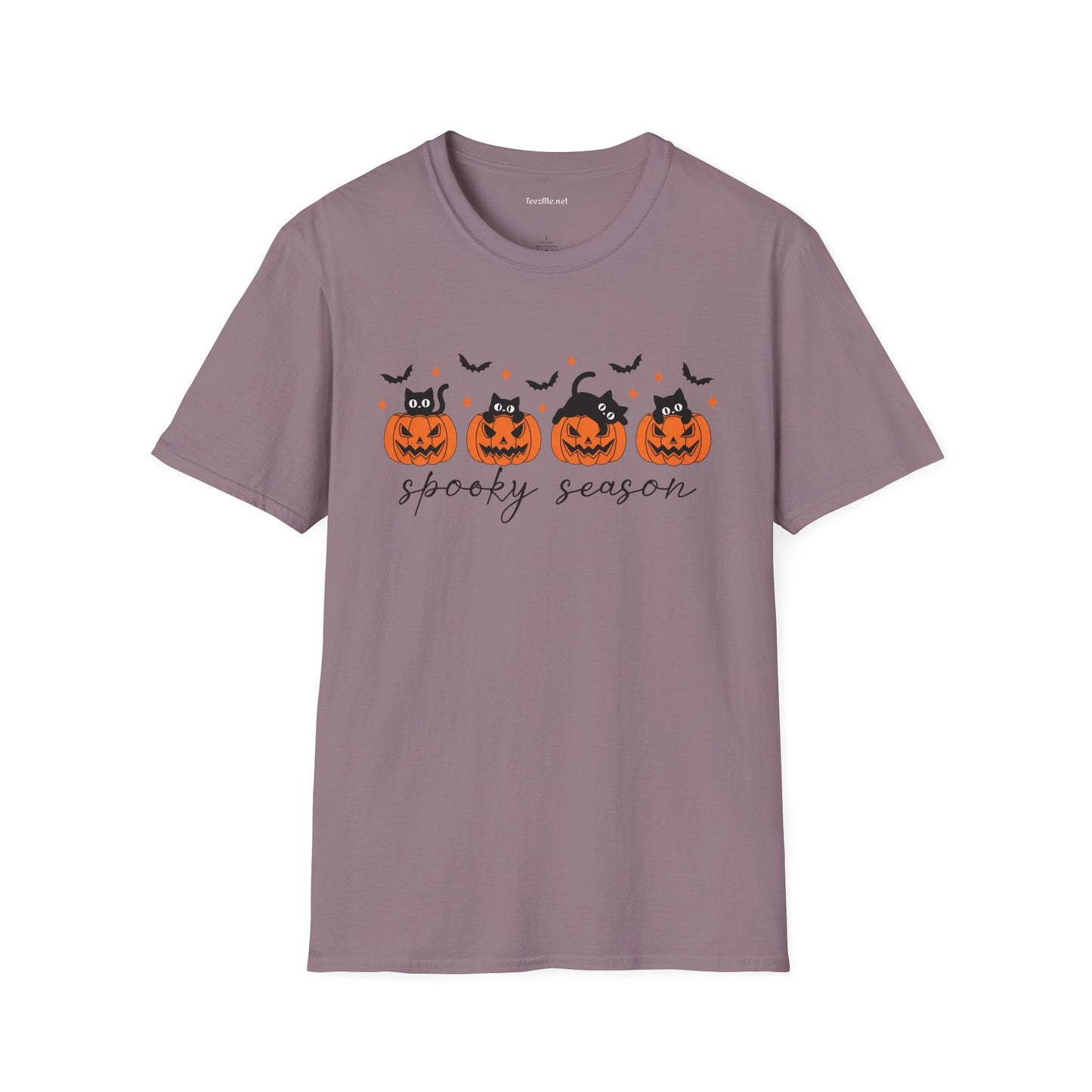 Spooky Season with Cats Unisex Softstyle T-Shirt 100% Cotton